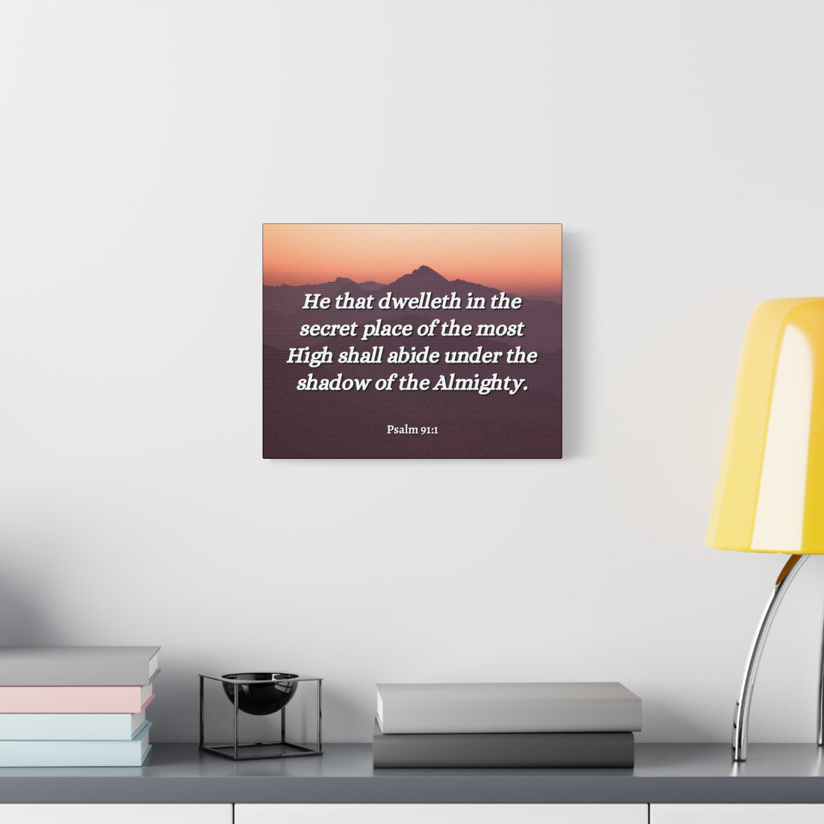 Scripture Canvas The Almighty Psalms 91:1 Christian Wall Art Bible Verse Print Ready to Hang