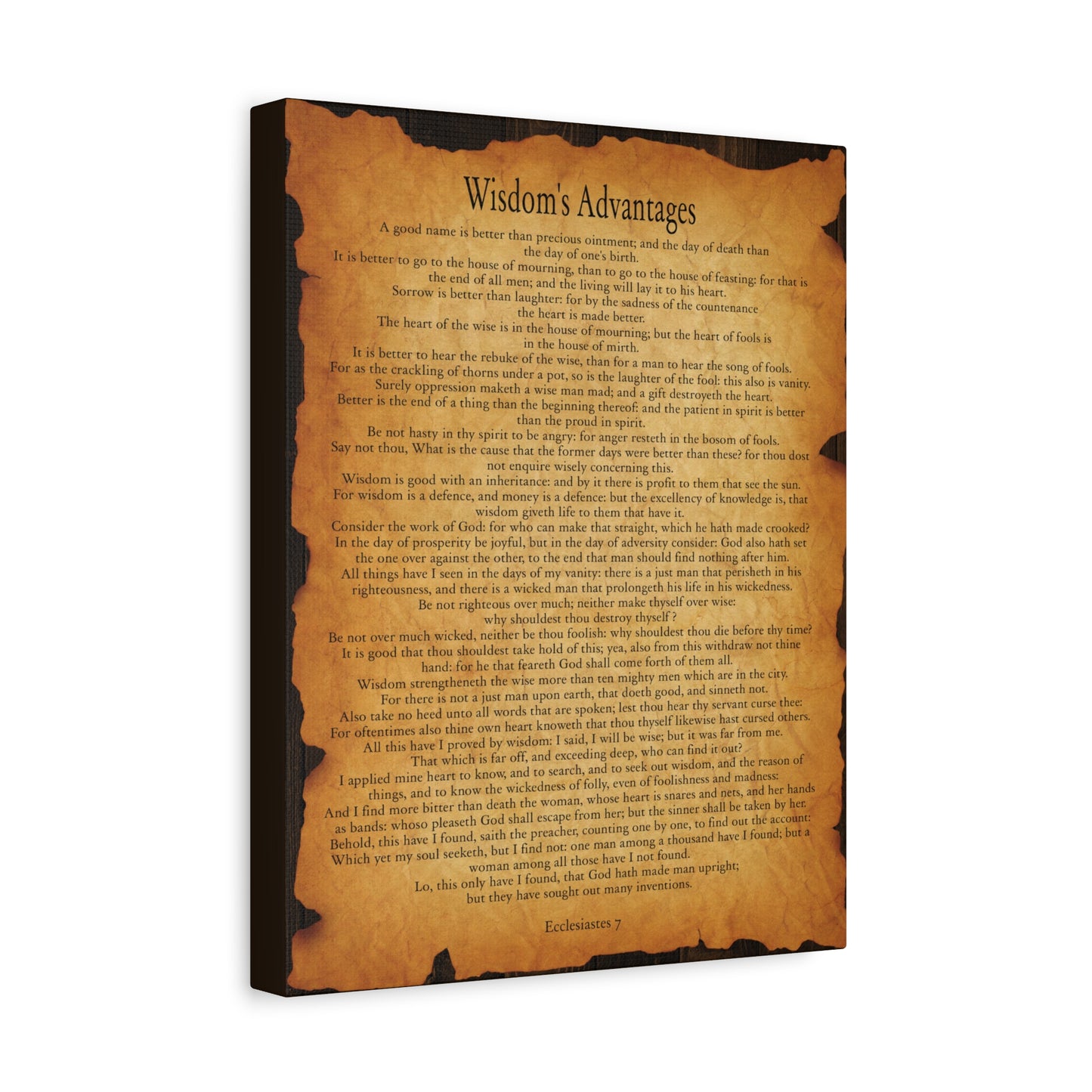 Scripture Walls Wisdom's Advantages Ecclesiastes 7 Gold Brown Bible Verse Canvas Christian Wall Art Ready to Hang