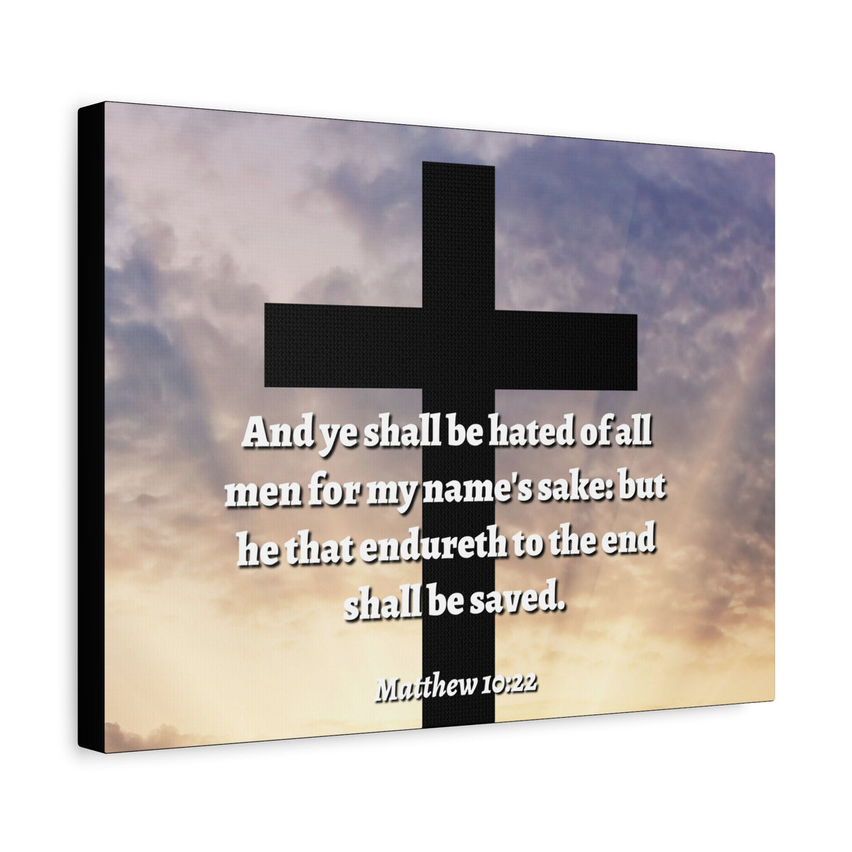 Scripture Canvas To The End Matthew 10:22 Christian Wall Art Bible Verse Print Ready to Hang