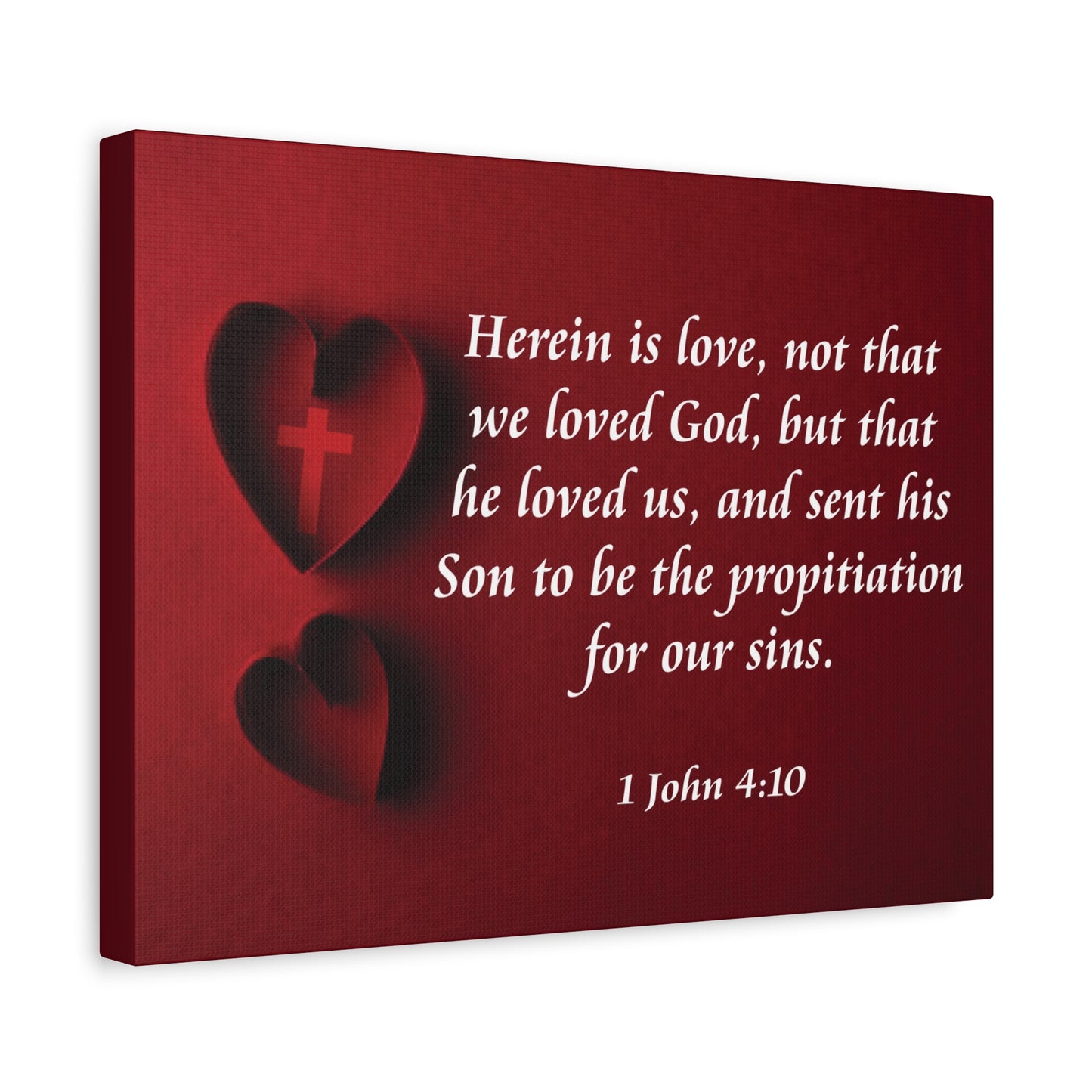 Bible Verse Canvas Herein is Love 1 John 4:10 Christian Home Décor Wall Art Scripture Ready to Hang Faith Print