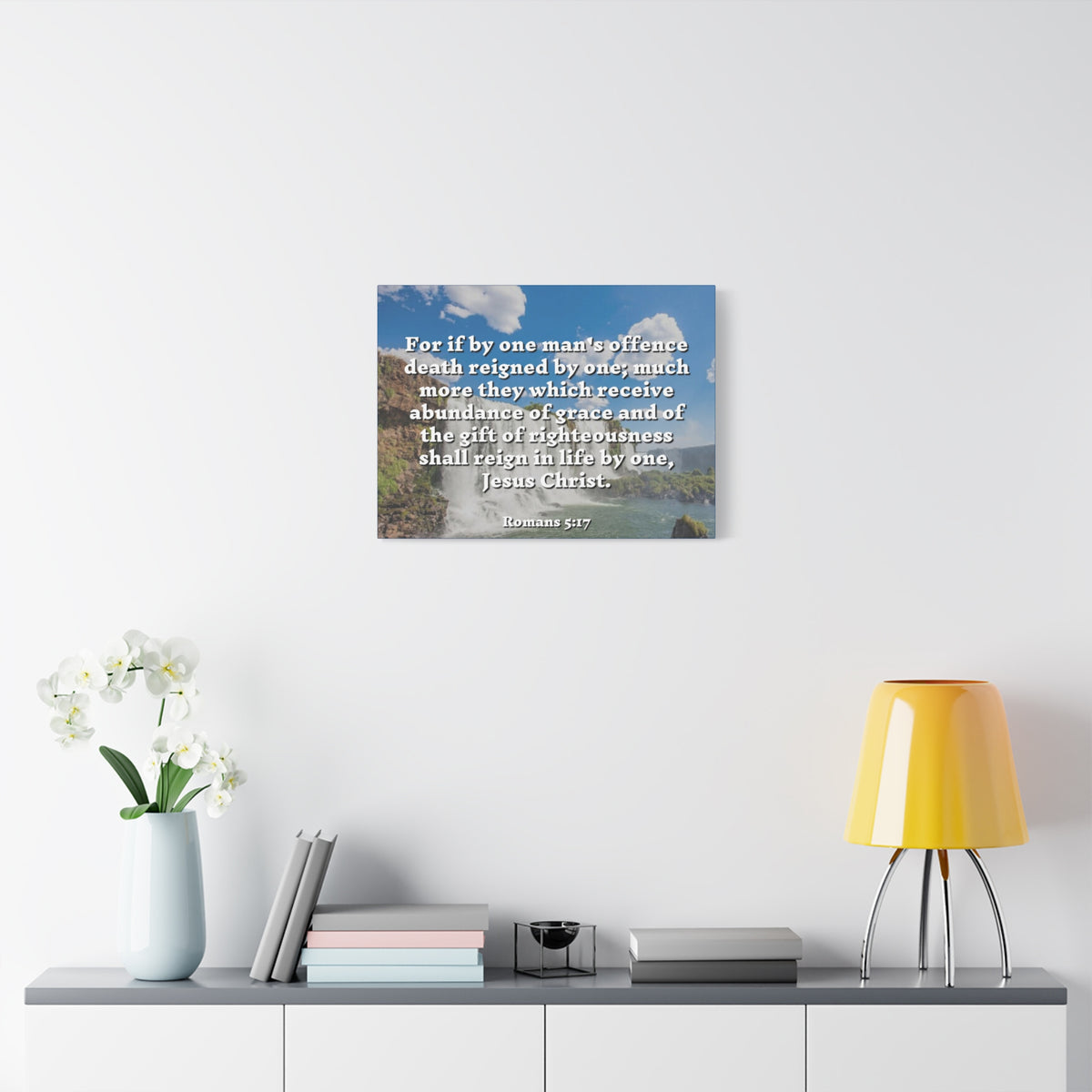 Scripture Canvas Gift Of Righteousness Romans 5:17 Christian Wall Art Bible Verse Print Ready to Hang
