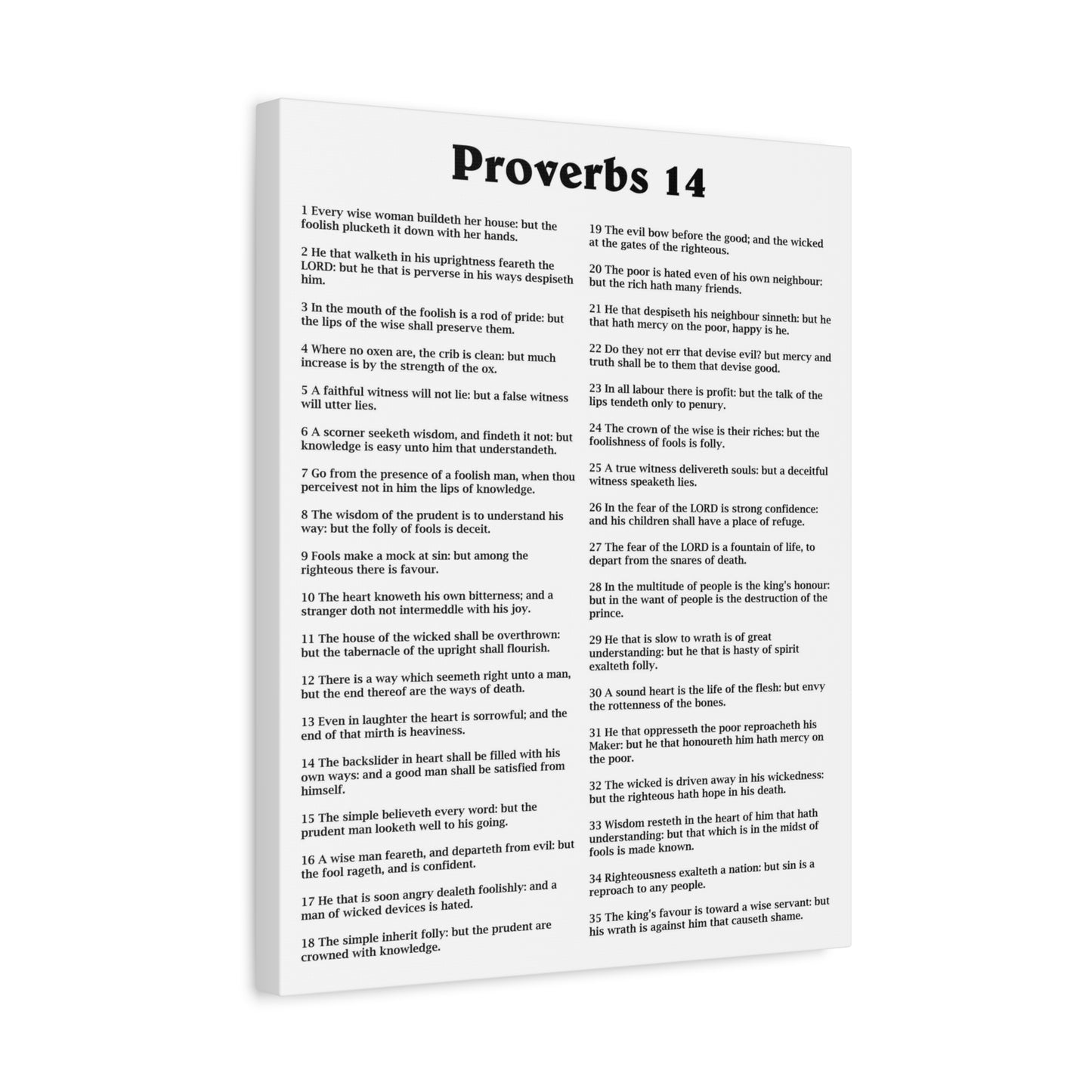 Scripture Walls Proverbs Chapter 14 White Bible Canvas Christian Wall Art Ready to Hang Unframed