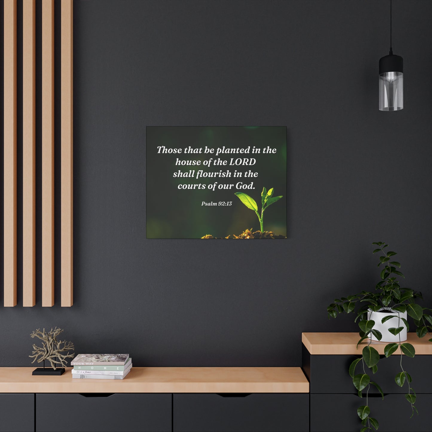 Scripture Walls Shall Flourish Psalm 92:13 Bible Verse Canvas Christian Wall Art Ready to Hang