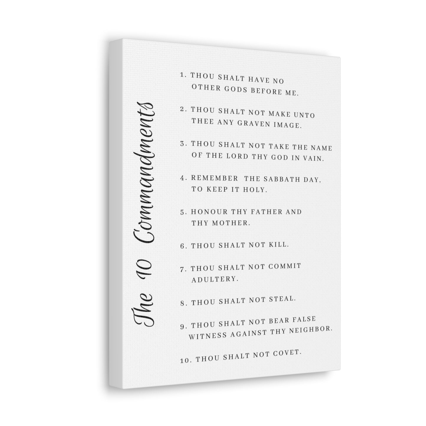 10 Commandments White Side Christian Wall Art Print Ready to Hang