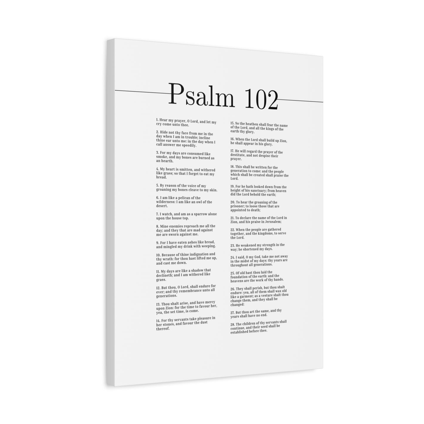 Scripture Canvas Hear My Prayer, O Lord Psalm 102 Christian Wall Art Bible Verse Print Ready to Hang
