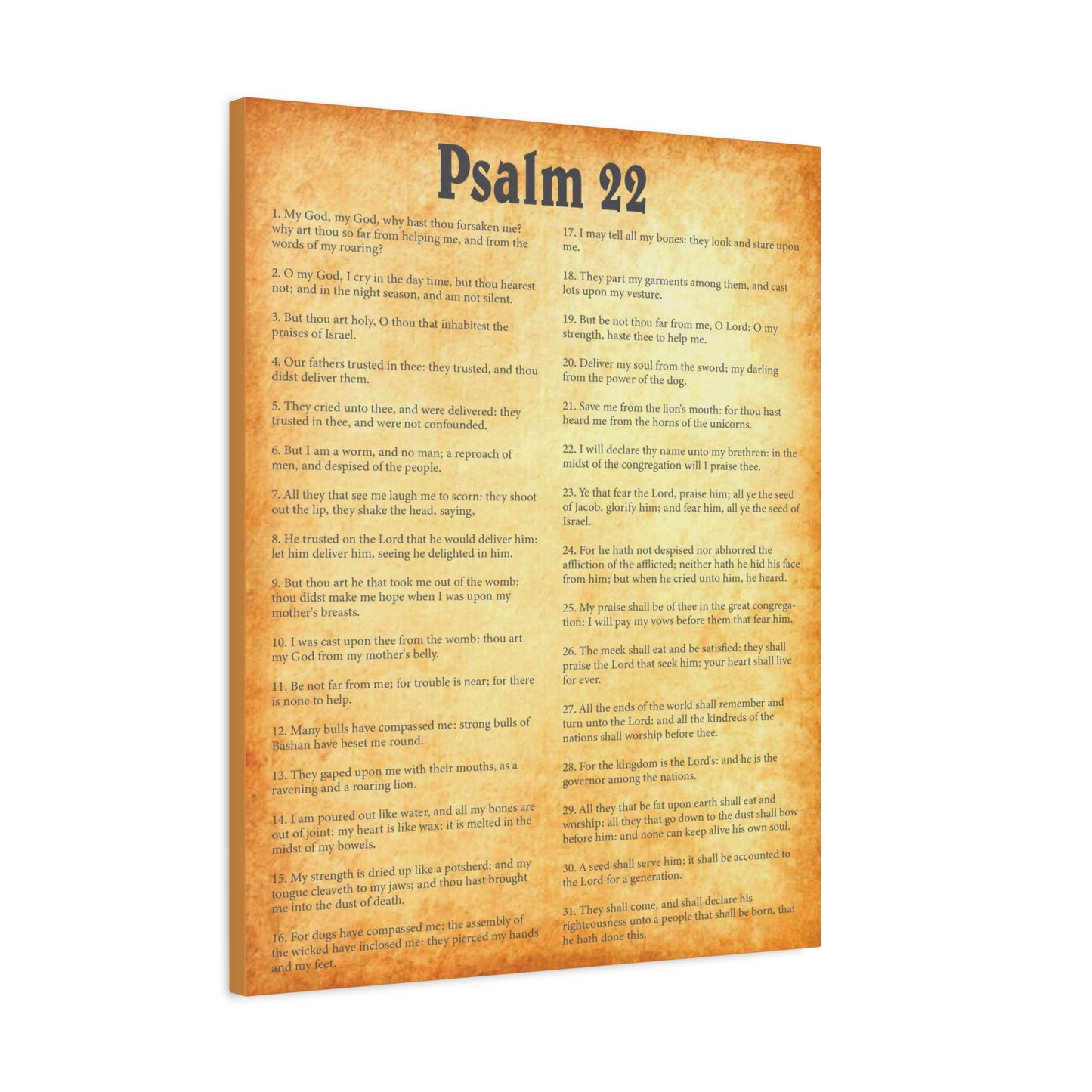 Scripture Walls Psalm 22 Gold Bible Chapter Canvas Christian Wall Art Ready to Hang