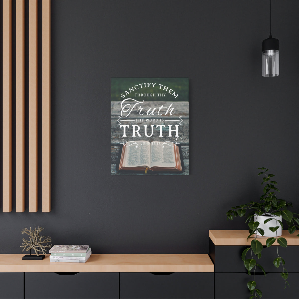 Scripture Canvas Thy Word is Truth John 17:17 Christian Wall Art Bible Verse Print Ready to Hang