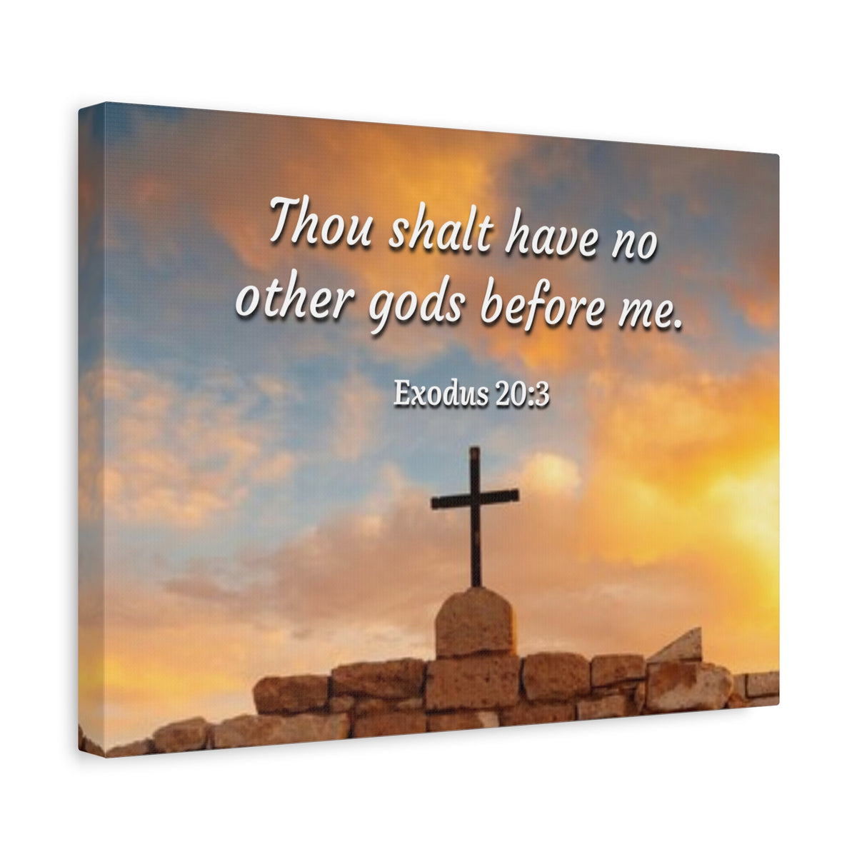 Scripture Canvas No Other Gods Exodus 20:3 Christian Wall Art Bible Verse Print Ready to Hang