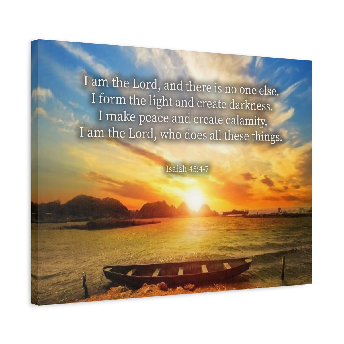 Scripture Canvas Create Calamity Isaiah 45:6-7 Christian Wall Art Bible Verse Print Ready to Hang