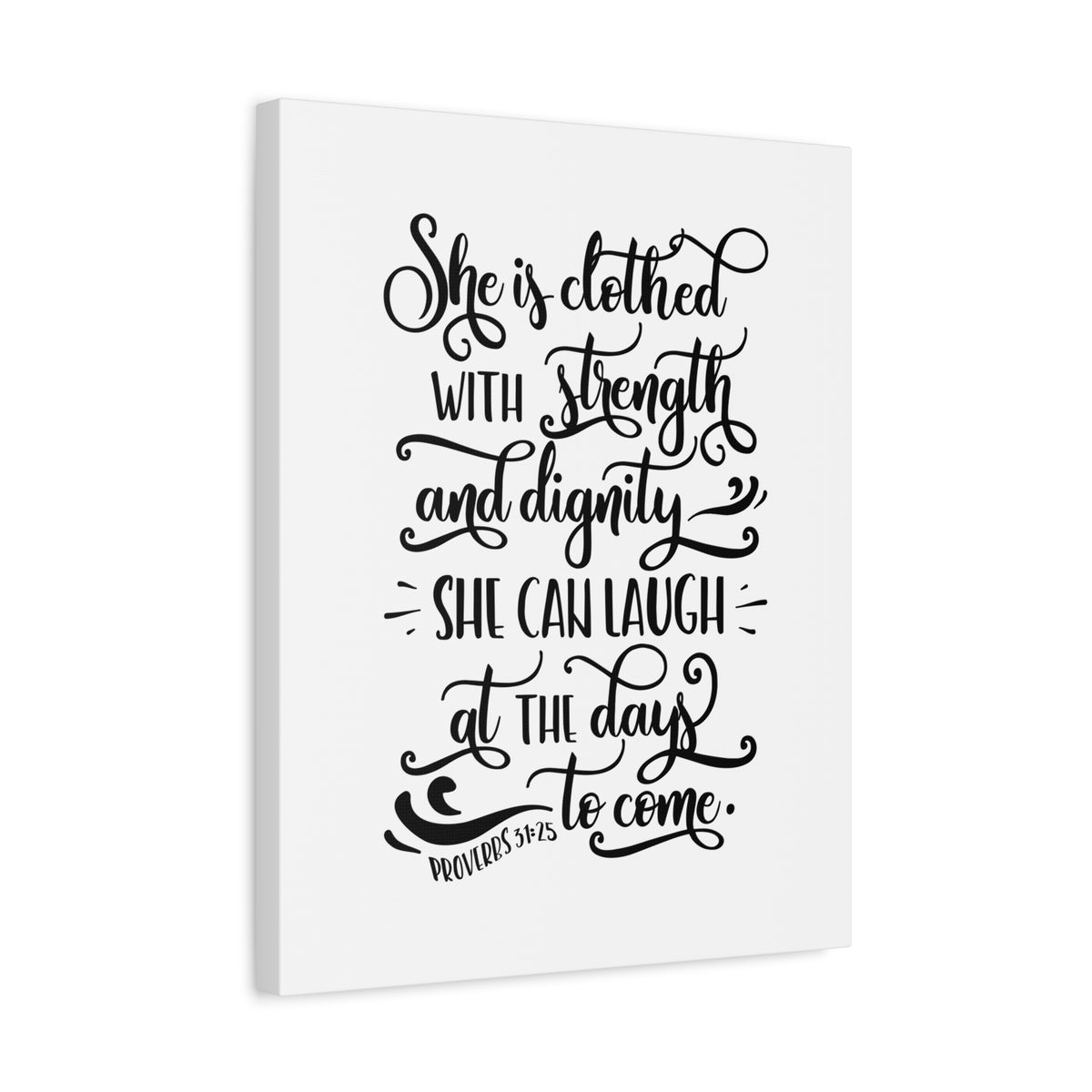 Scripture Canvas With Strength Proverbs 31:25 Christian Wall Art Bible Verse Print Ready to Hang