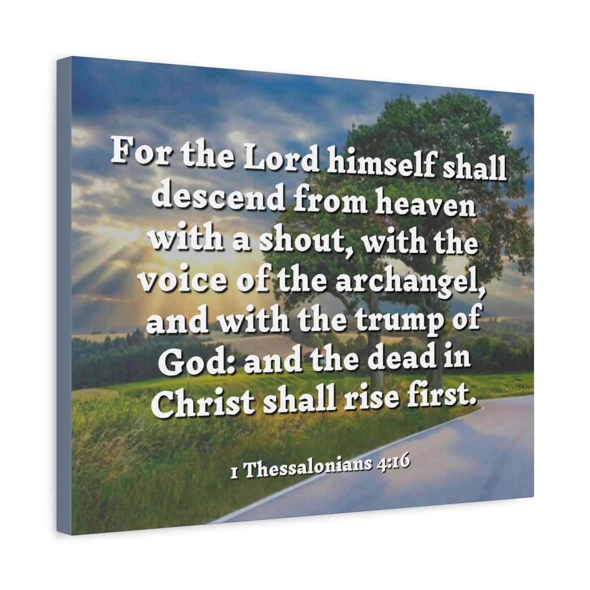 Scripture Canvas Rise 1 Thessalonians 4:16 Christian Wall Art Bible Verse Print Ready to Hang