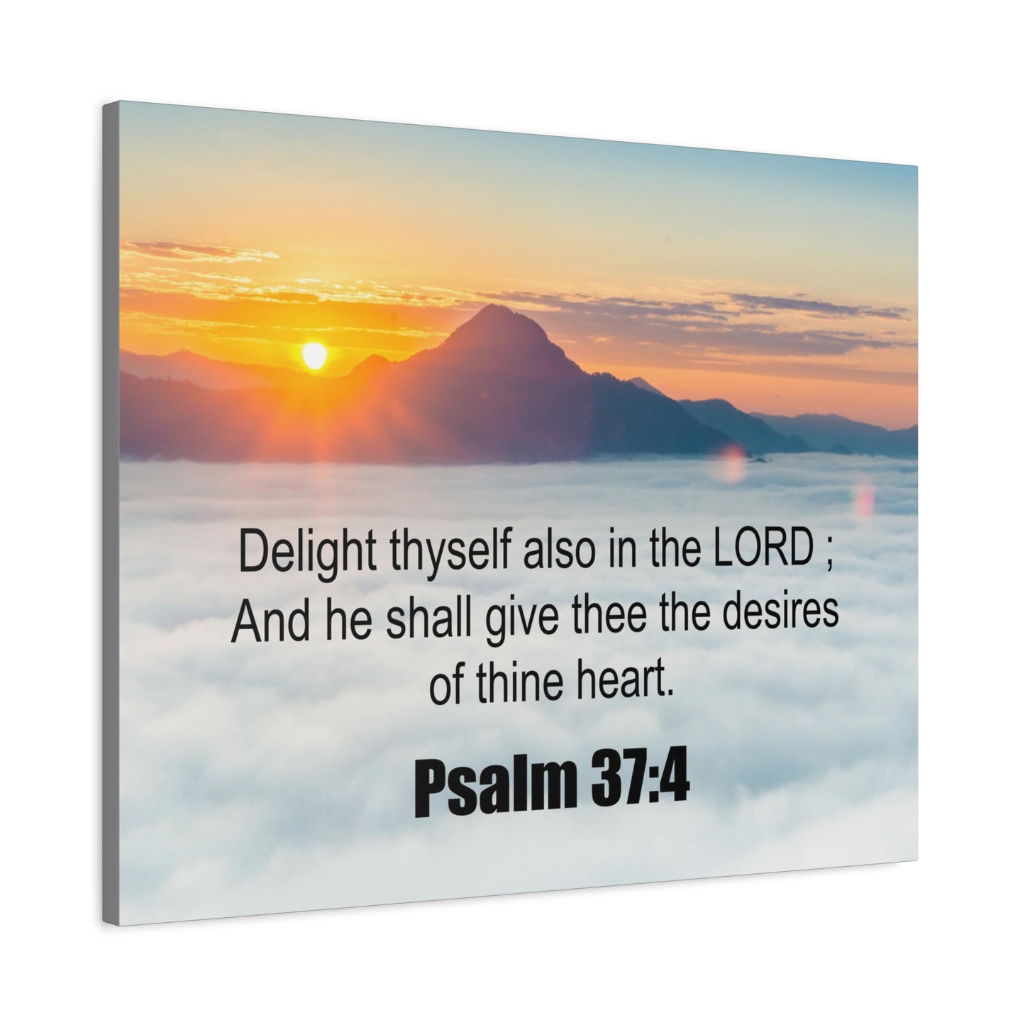 Scripture Canvas Delight Thyself Psalm 37:4 Christian Wall Art Bible Verse Print Ready to Hang
