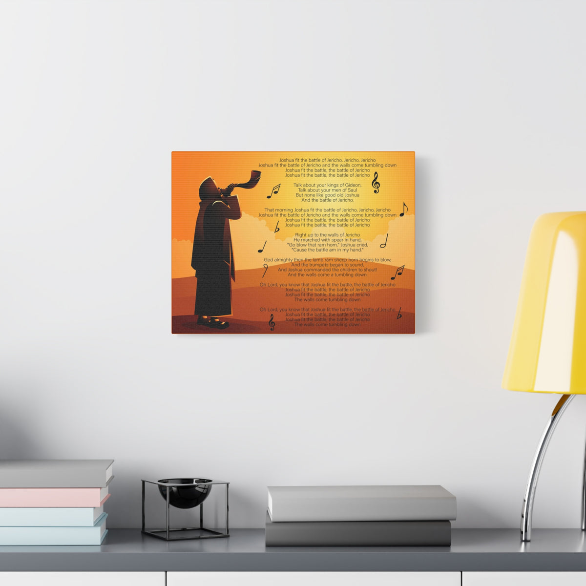 Scripture Canvas Joshua Fit the Battle of Jericho Joshua 6:15-21 Christian Wall Art Bible Verse Print Ready to Hang