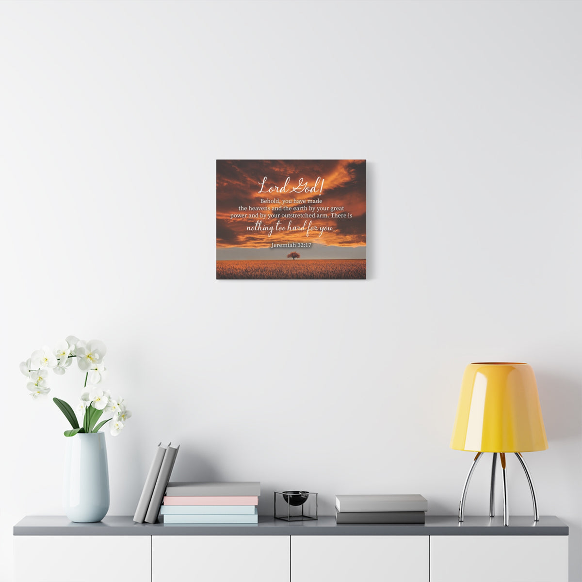 Scripture Canvas Great Power Jeremiah 32:17 Christian Wall Art Bible Verse Print Ready to Hang