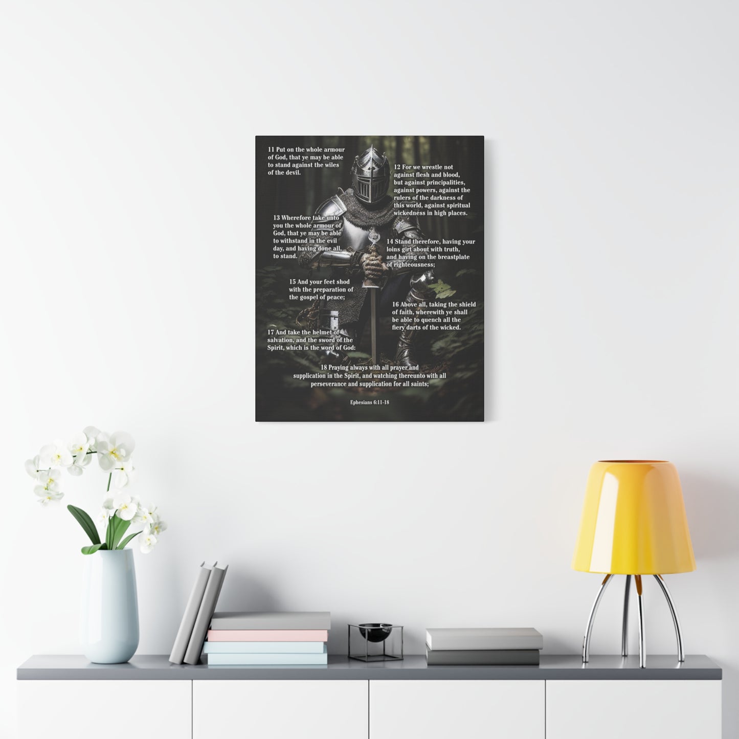 Scripture Walls Armor Of God Ephesians 6:11-18 Soldier Kneels Christian Wall Art Print Ready to Hang Unframed