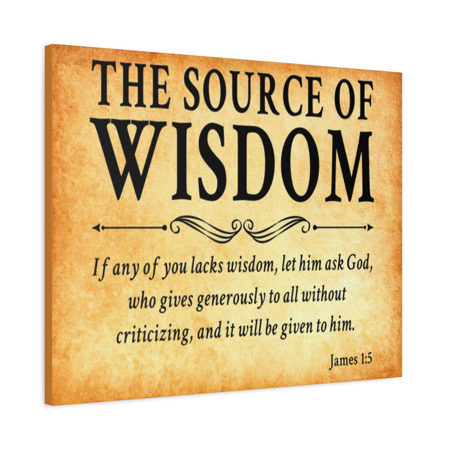 Scripture Walls James 1:5 The Source of Wisdom Gold Bible Verse Canvas Christian Wall Art Ready to Hang Unframed
