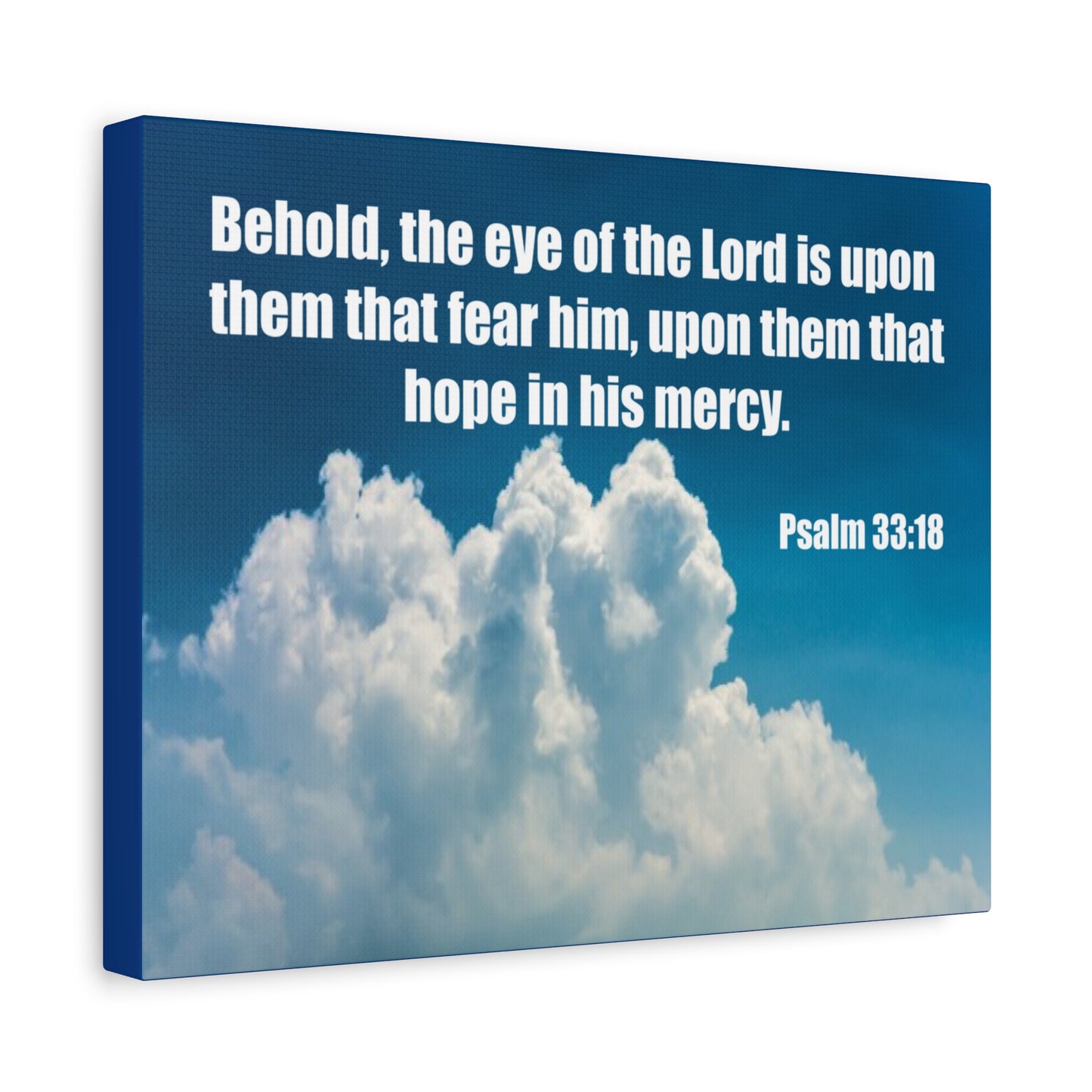 Bible Verse Canvas Hope in His Mercy Psalm 33:18 Christian Home Décor Wall Art Scripture Ready to Hang Faith Print