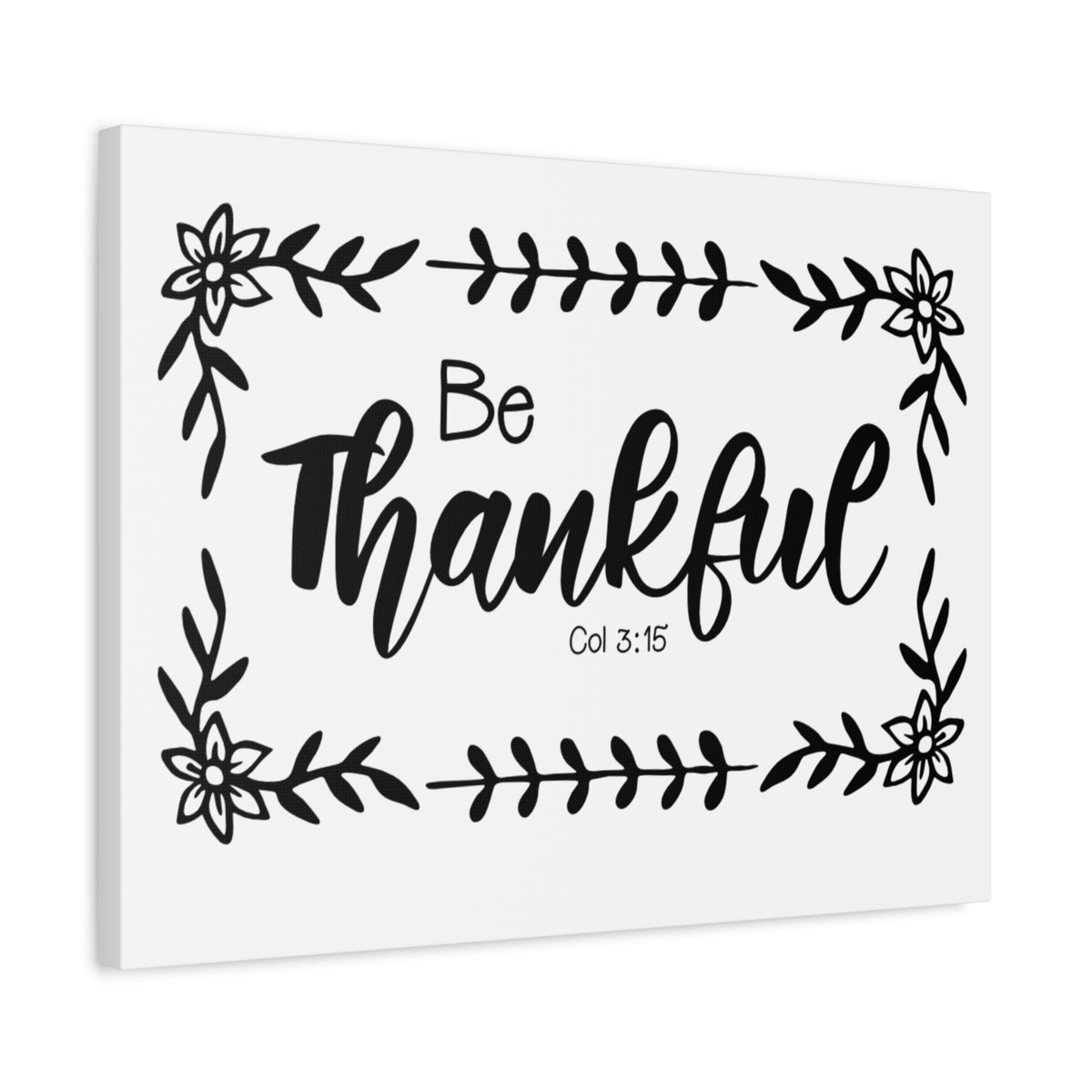 Scripture Canvas Be Thankful Col 3:15 Christian Wall Art Bible Verse Print Ready to Hang