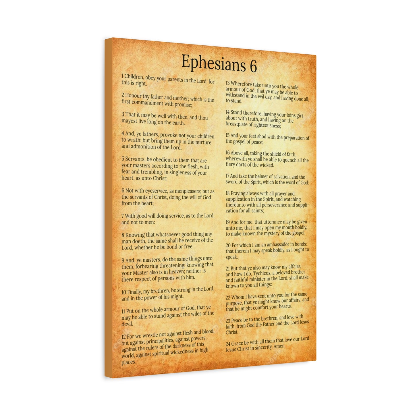 Scripture Walls Ephesians 6 Chapter Gold Protection of the Believer Christian Wall Art Print Ready to Hang Unframed
