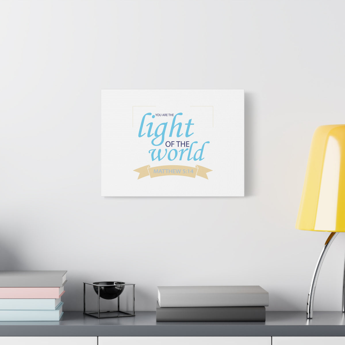 Scripture Canvas Light Of The World Matthew 5:14 Christian Wall Art Bible Verse Print Ready to Hang