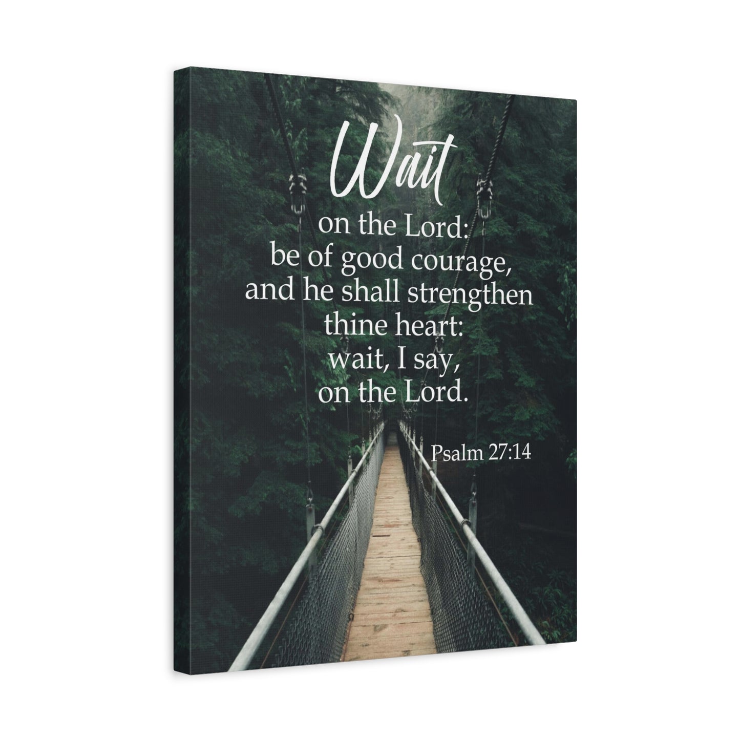 Bible Verse Canvas Wait on the Lord Psalm 27:14 Wall Art Christian Home Decor