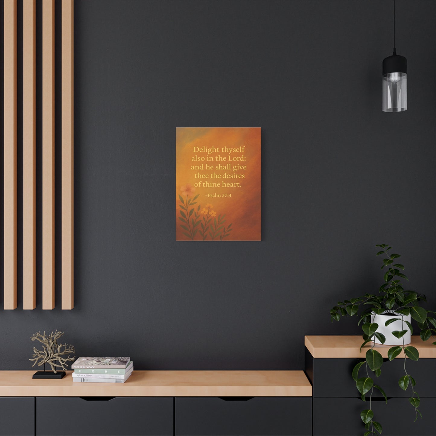 Bible Verse Canvas Psalm 37:4 Christian Home Décor Wall Art Scripture Ready to Hang Faith Print