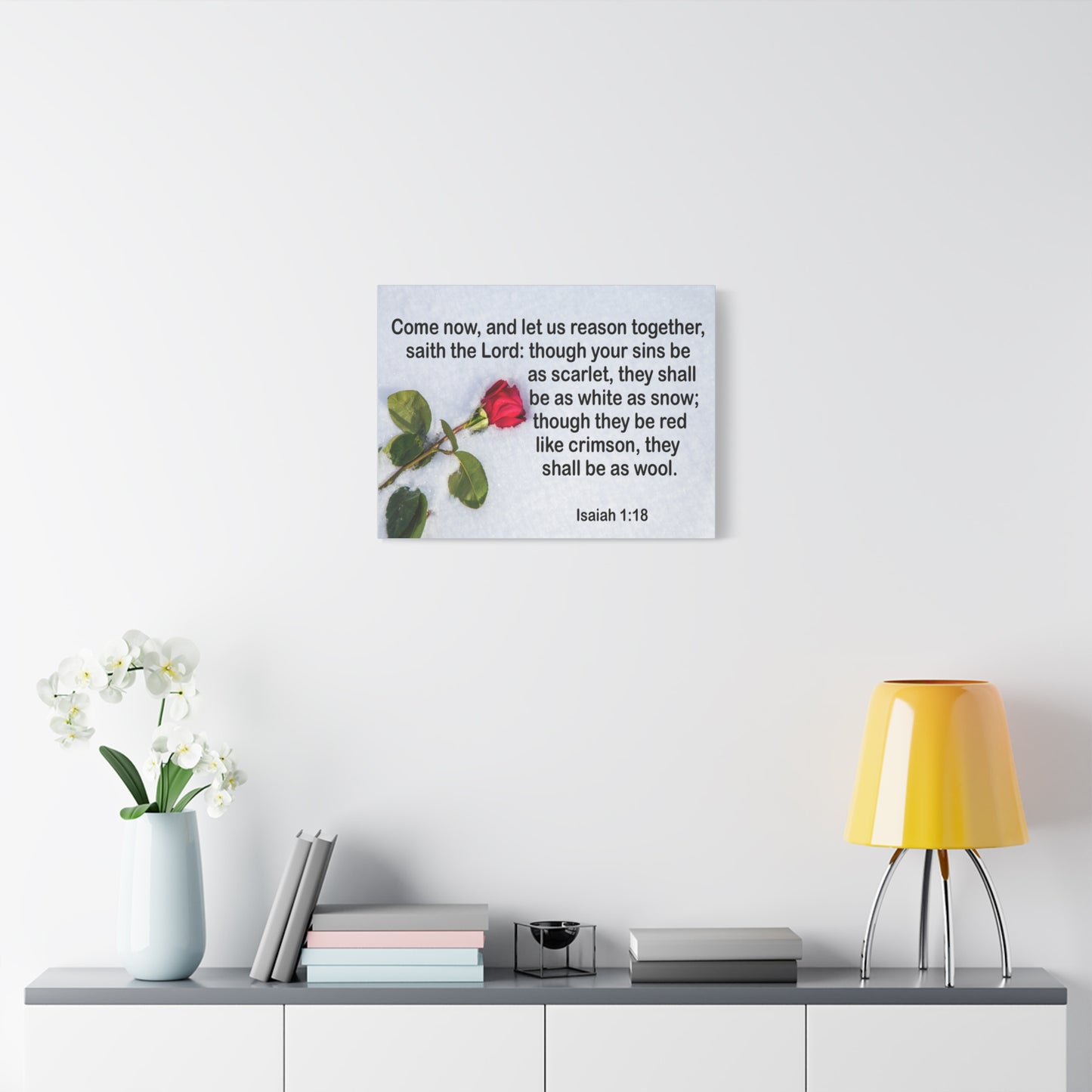 Bible Verse Canvas Come Now Isaiah 1:18 Christian Home Décor Wall Art Scripture Ready to Hang Faith Print