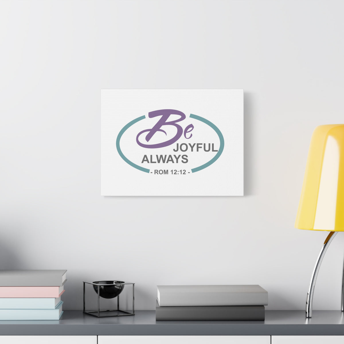 Scripture Canvas Joyful Always Romans 12:12 Dark Purple Christian Wall Art Bible Verse Print Ready to Hang
