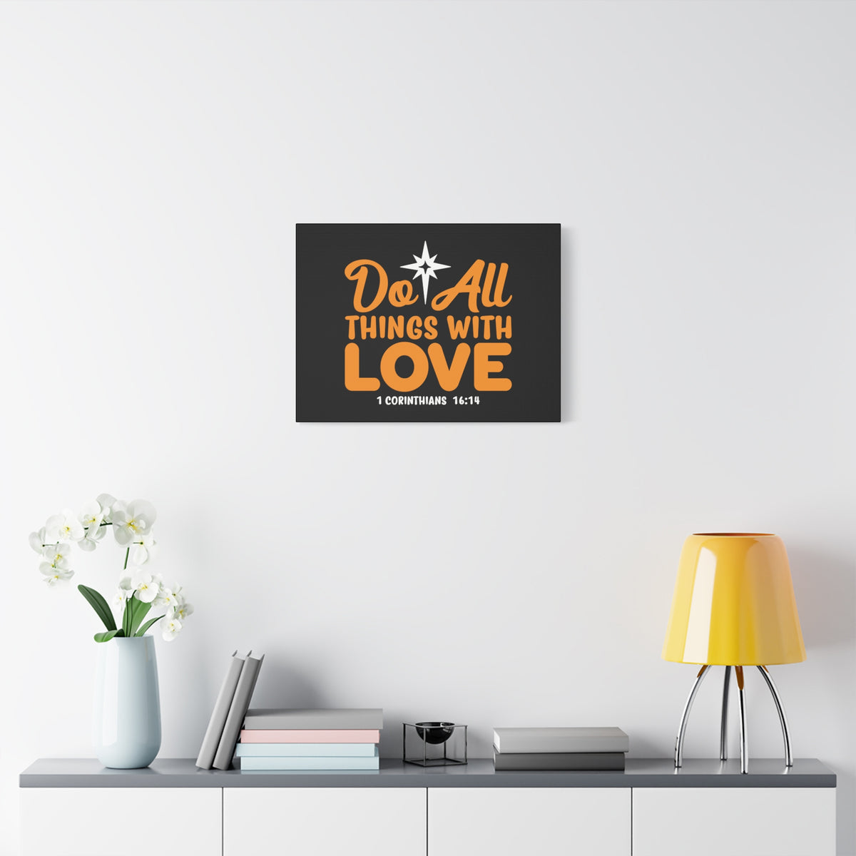 Scripture Canvas Do All Things With Love 1 Corinthians 16:14 Christian Wall Art Bible Verse Print Ready to Hang