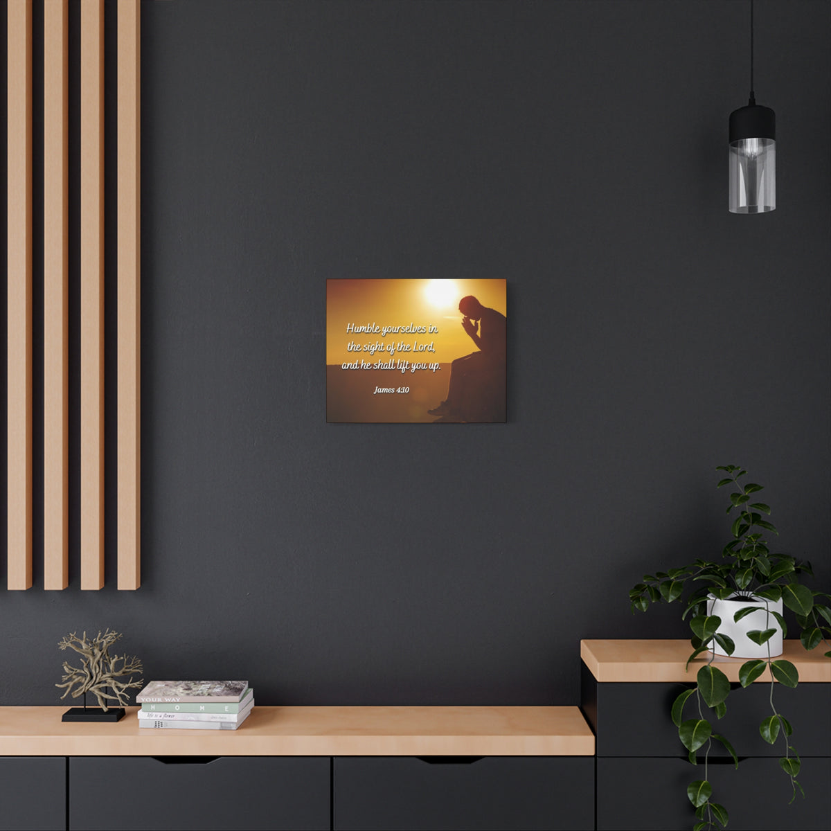 Scripture Canvas Humble Yourselves James 4:10 Christian Wall Art Bible Verse Print Ready to Hang