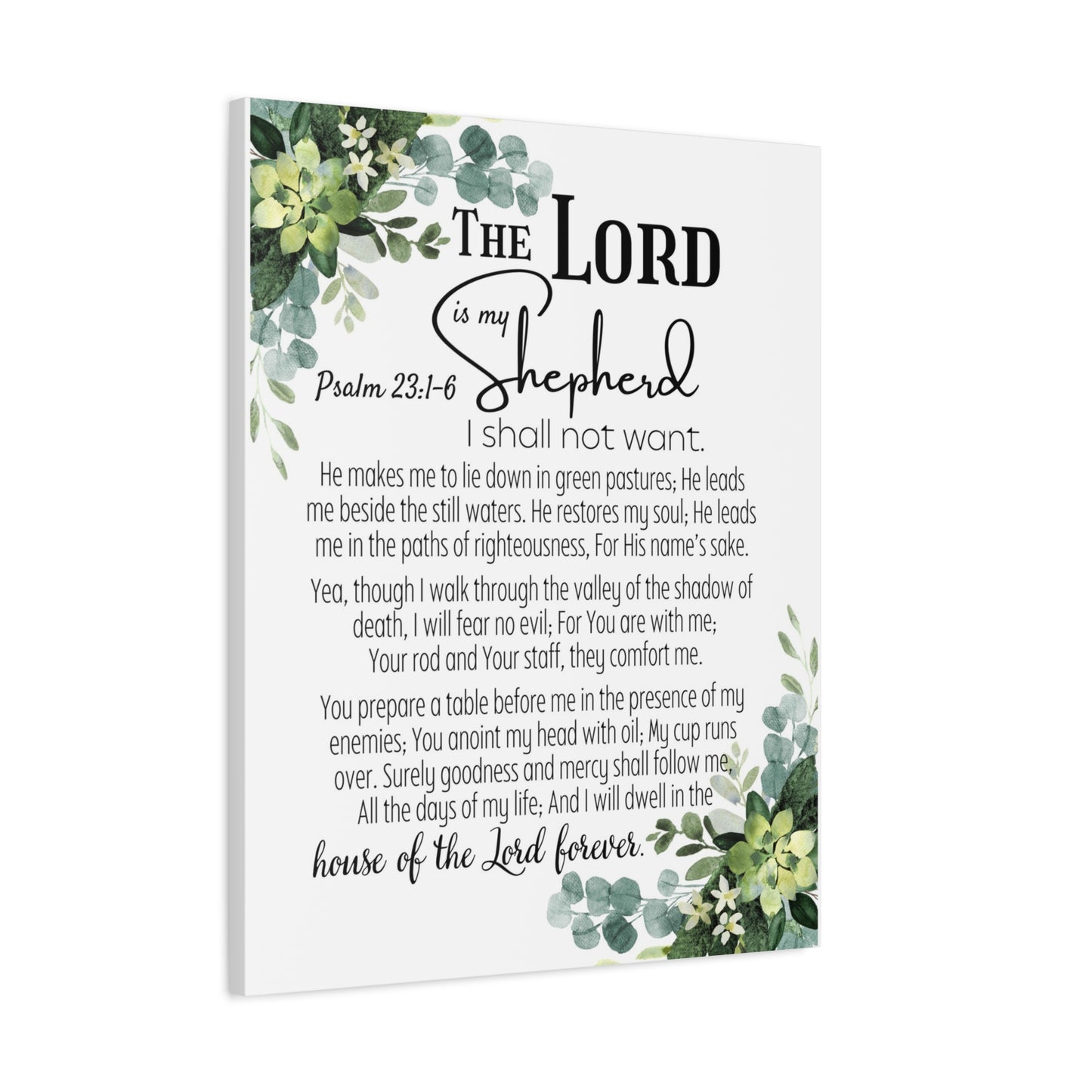 Scripture Walls Psalm 23:1-6 I Shall Not Want Bible Verse Canvas Christian Wall Art Ready to Hang Unframed