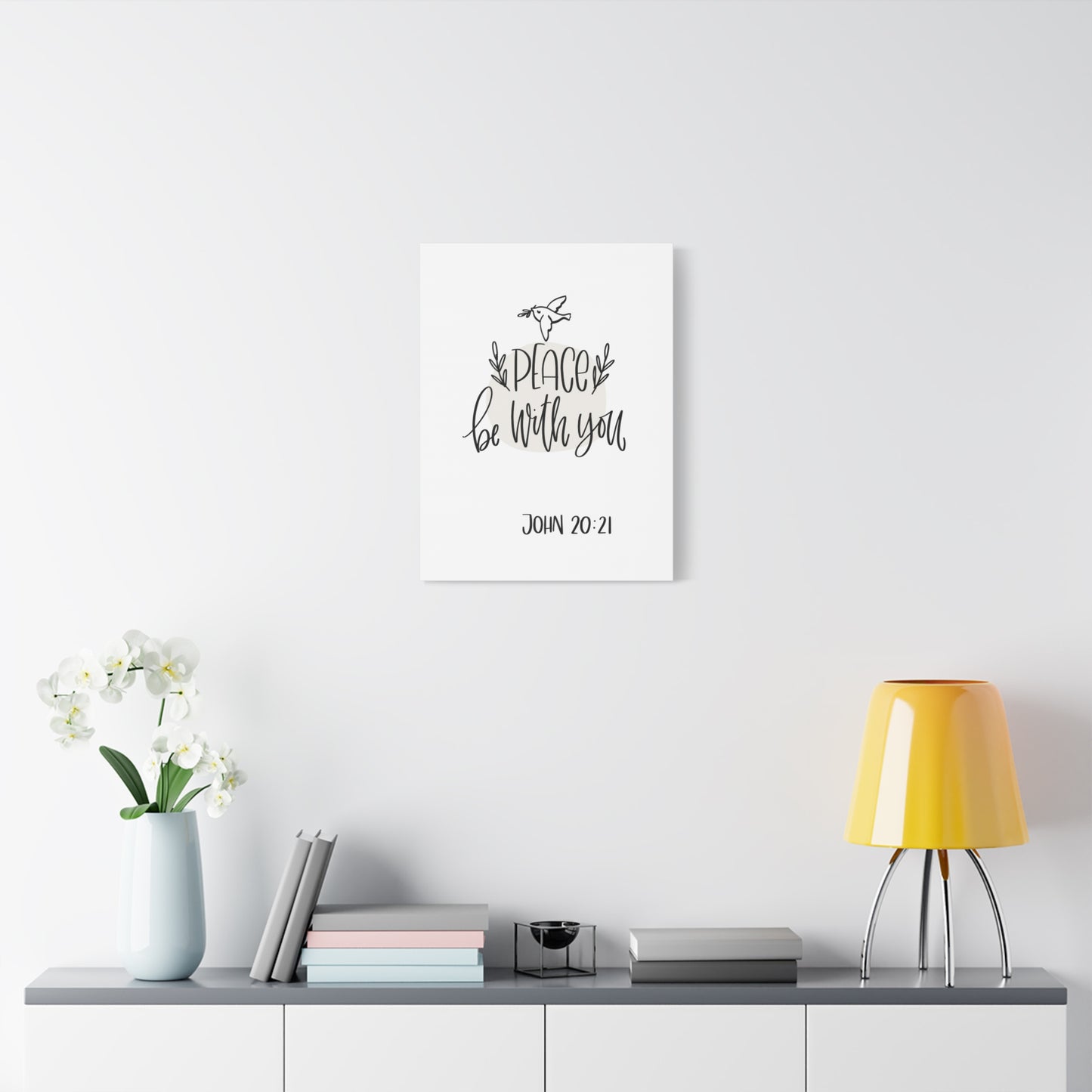 Scripture Canvas Peace Be With You John 20:21 Christian Wall Art Bible Verse Print Ready To Hang