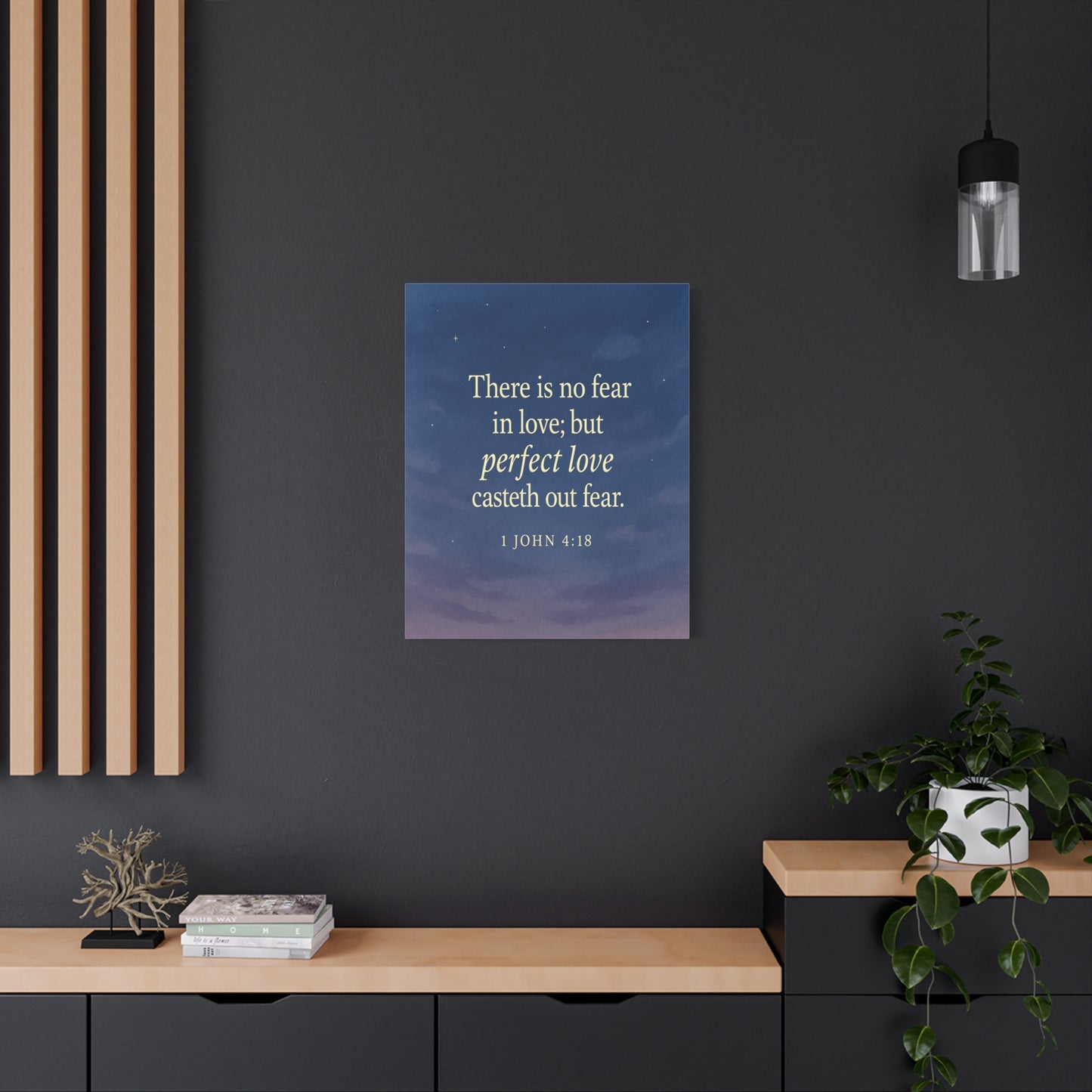 Bible Verse Canvas 1 John 4:18 Christian Home Décor Wall Art Scripture Ready to Hang Faith Print