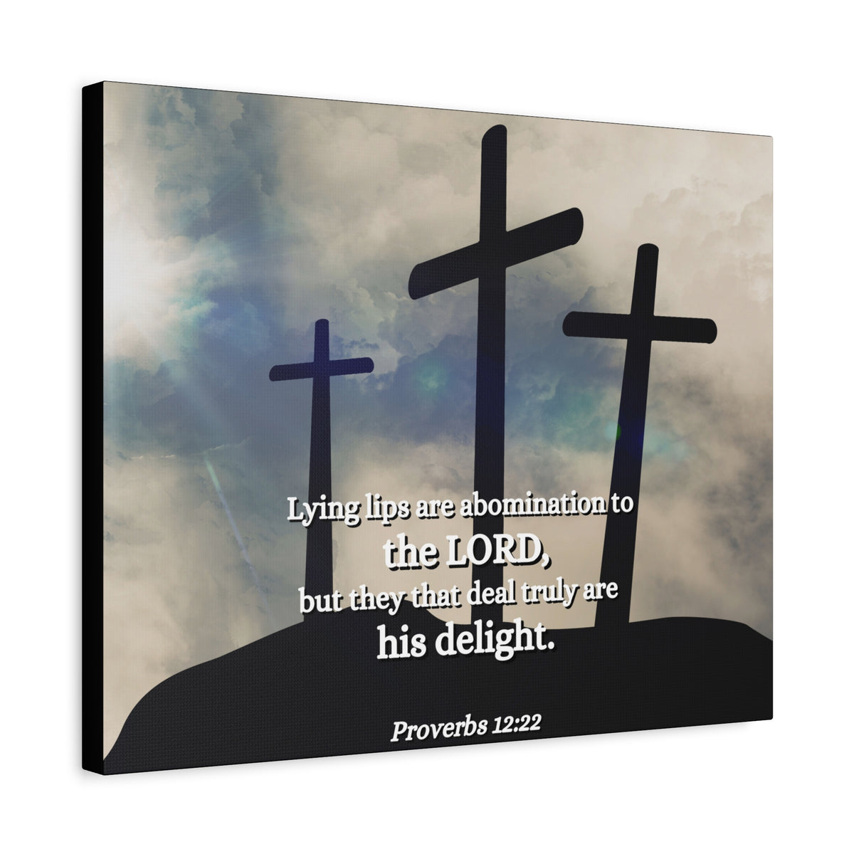 Scripture Canvas Lying Lips Proverbs 12:22 Christian Wall Art Bible Verse Print Ready to Hang