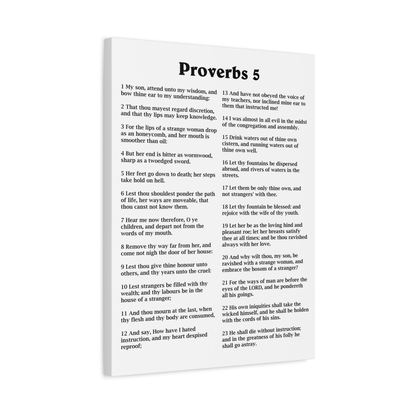 Scripture Walls Proverbs Chapter 5 White Bible Canvas Christian Wall Art Ready to Hang Unframed