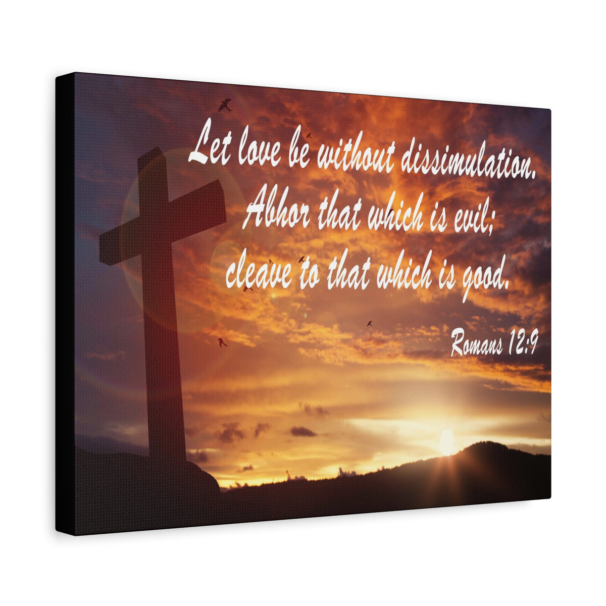 Scripture Canvas Love Without Dissimulation Romans 12:9 Christian Wall Art Bible Verse Print Ready to Hang
