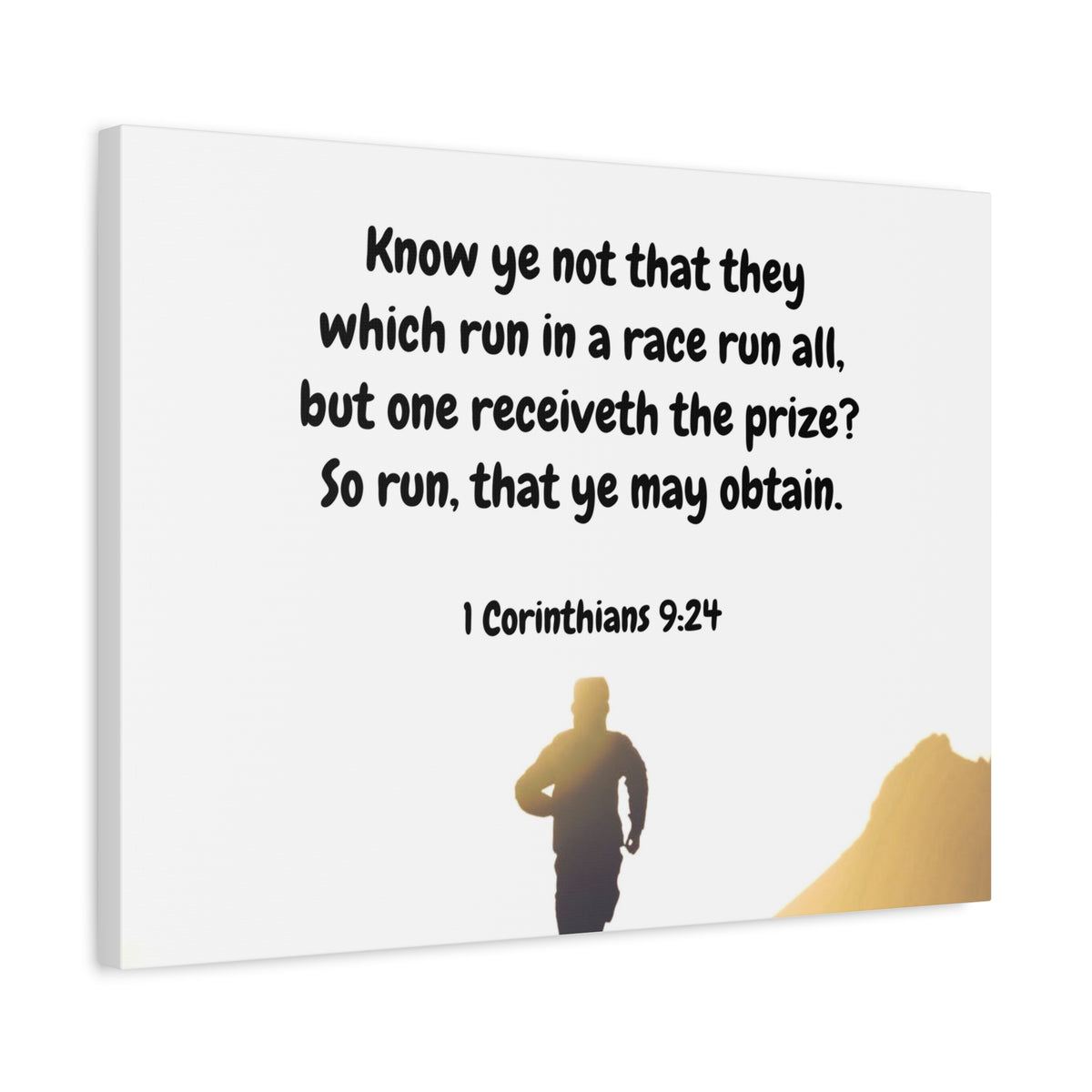 Scripture Canvas Obtain 1 Corinthians 9:24 Christian Wall Art Bible Verse Print Ready to Hang