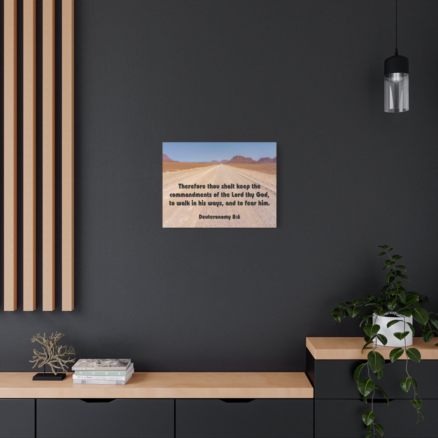 Bible Verse Canvas The Commandments of The Lord Thy God Deuteronomy 8:6 Christian Home Décor Wall Art Scripture Ready to Hang Faith Print