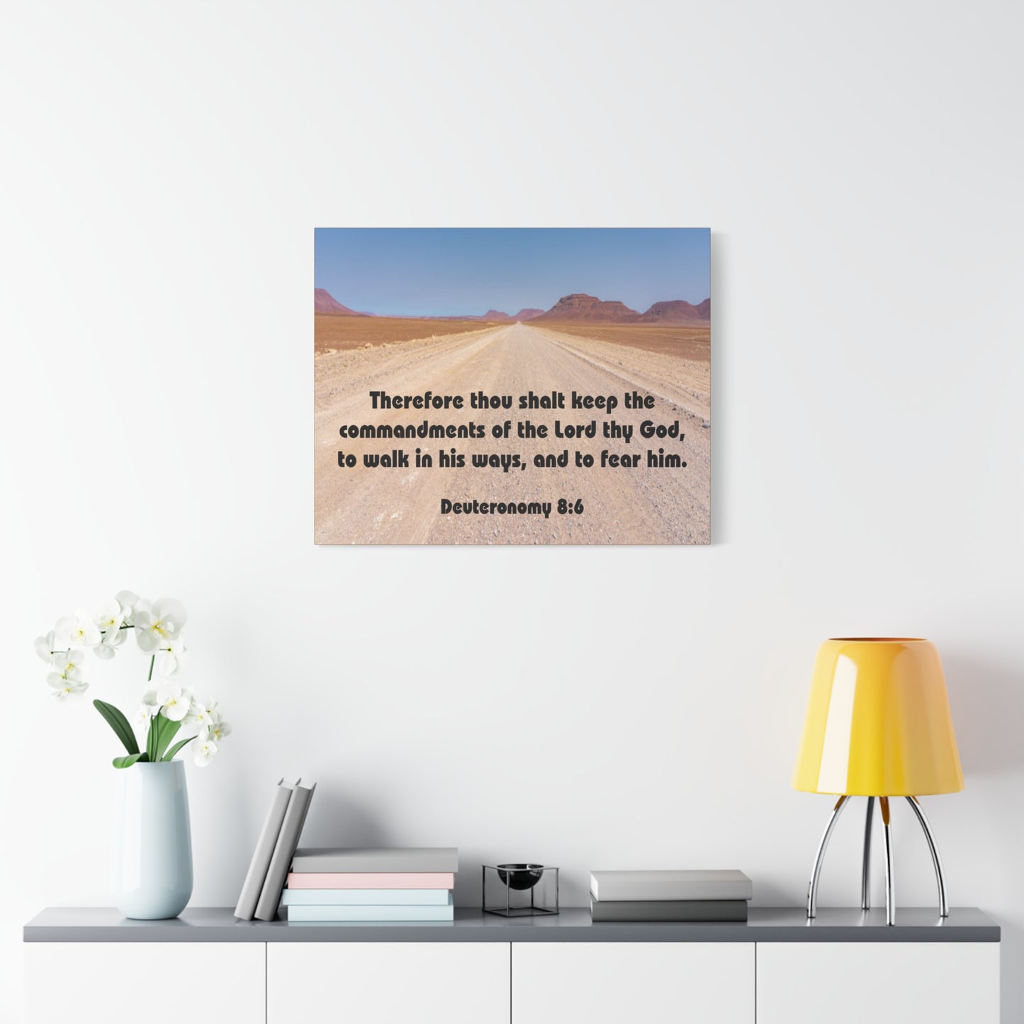 Bible Verse Canvas The Commandments of The Lord Thy God Deuteronomy 8:6 Christian Home Décor Wall Art Scripture Ready to Hang Faith Print