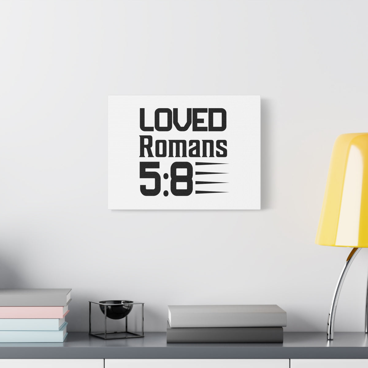 Scripture Canvas Loved Romans 5:8 Christian Wall Art Bible Verse Print Ready to Hang