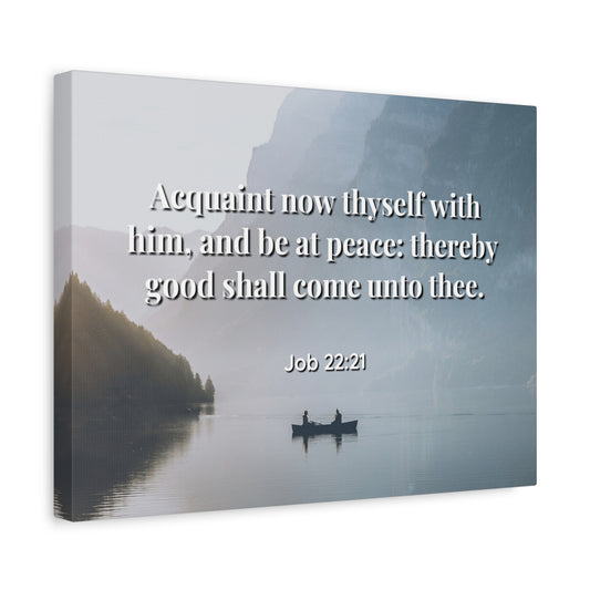 Scripture Canvas Be At Peace Job 22:21 Christian Wall Art Bible Verse Print Ready to Hang
