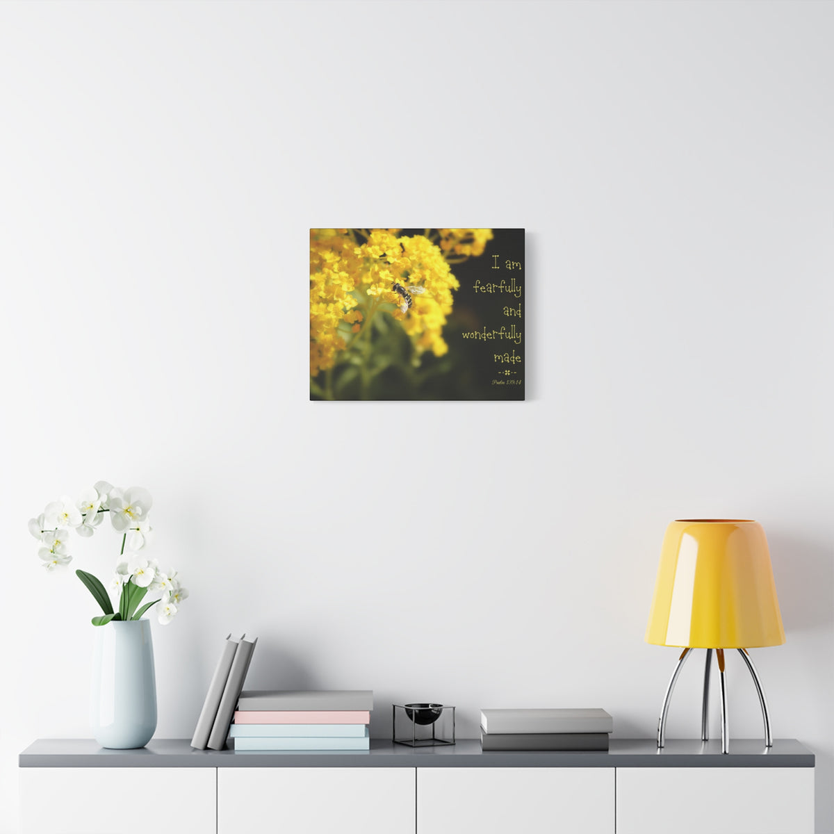 Scripture Walls Wonderfully Made Psalm 139:14 Bee Bible Verse Canvas Christian Wall Art Ready to Hang