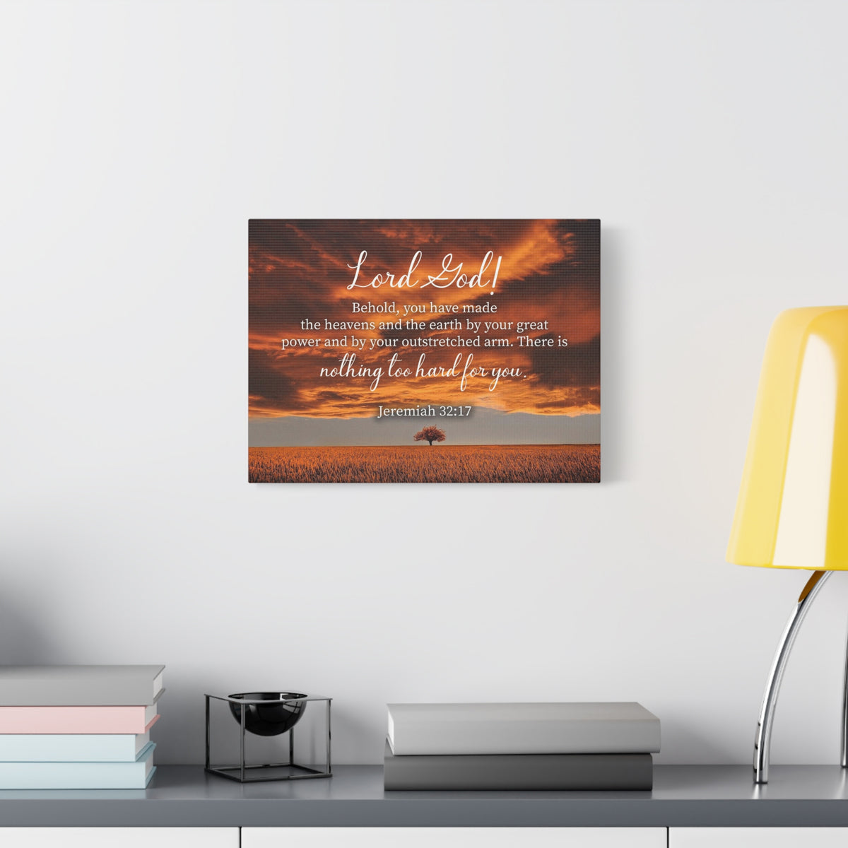 Scripture Canvas Great Power Jeremiah 32:17 Christian Wall Art Bible Verse Print Ready to Hang