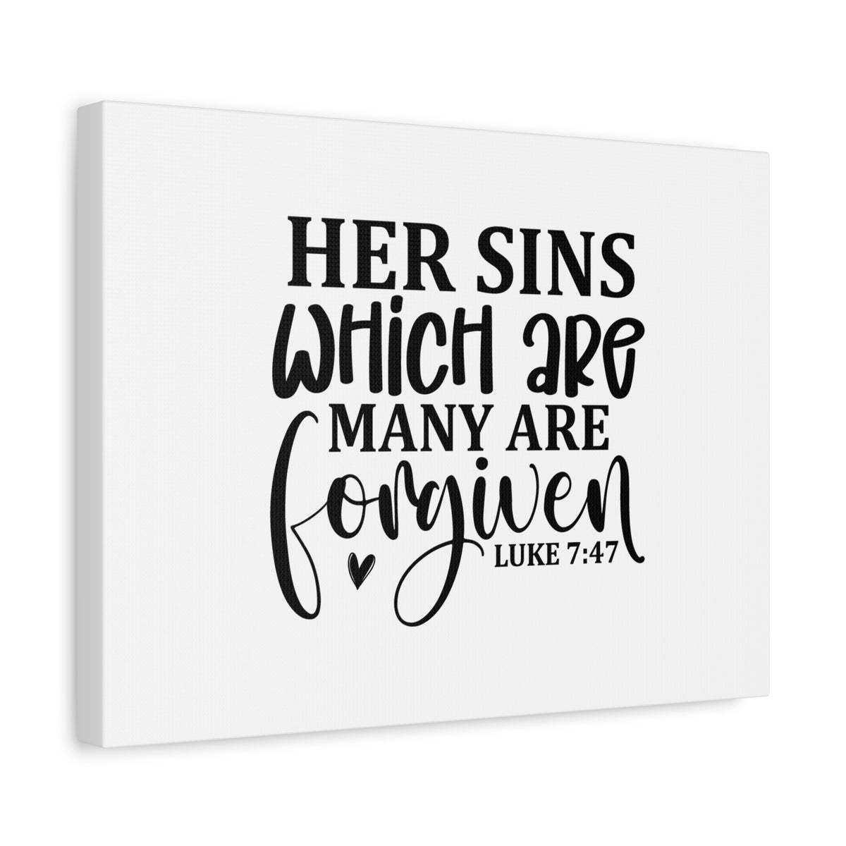 Scripture Canvas Many Are Forgiven Luke 7:47 Christian Wall Art Bible Verse Print Ready to Hang