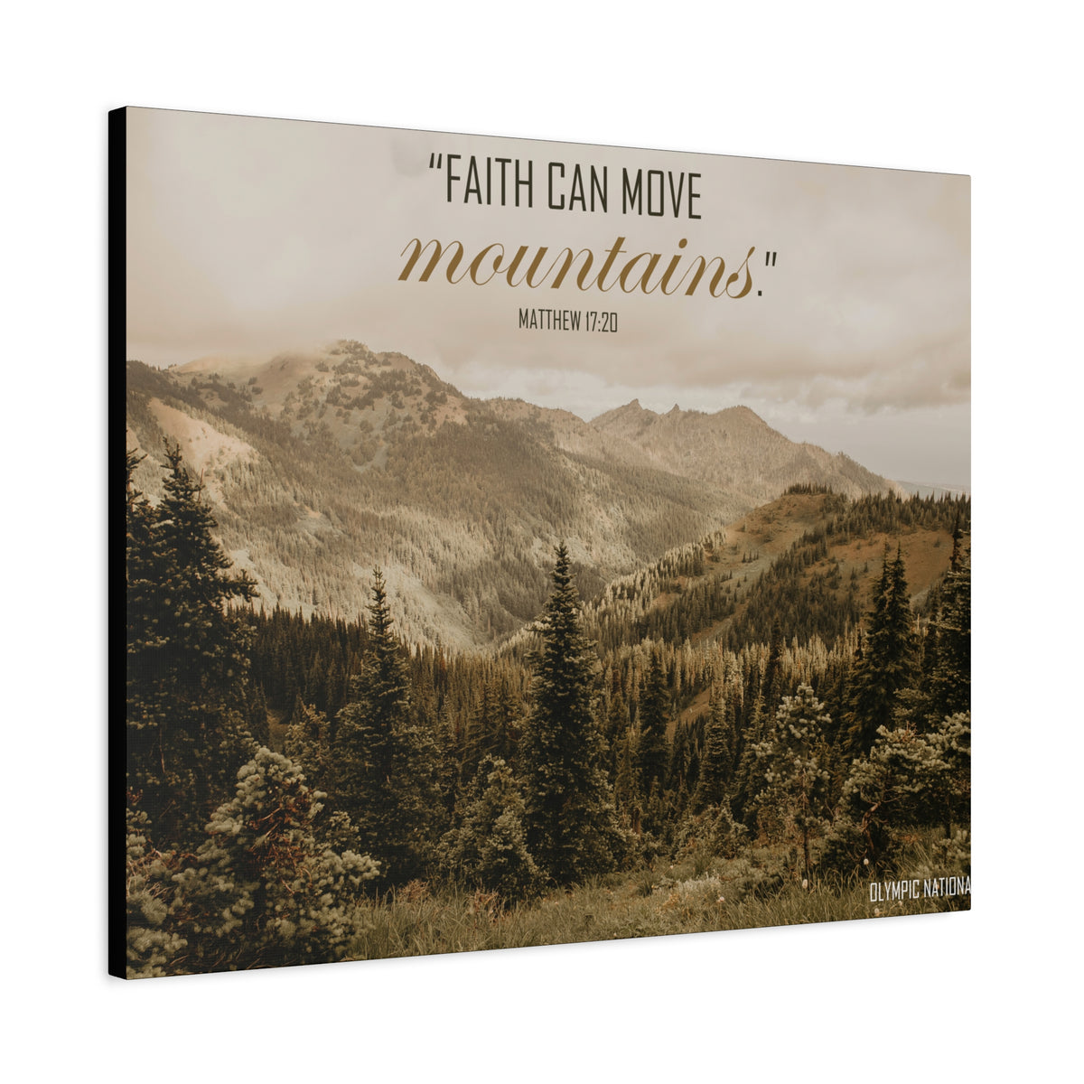 Scripture Canvas Faith Can Move Matthew 17:20 Christian Wall Art Bible Verse Print Ready to Hang