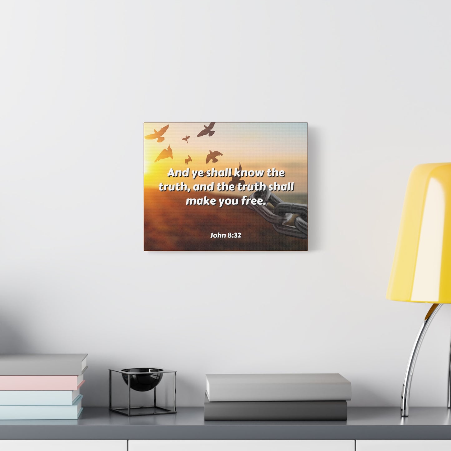 Scripture Canvas The Truth John 8:32 Christian Wall Art Bible Verse Print Ready to Hang
