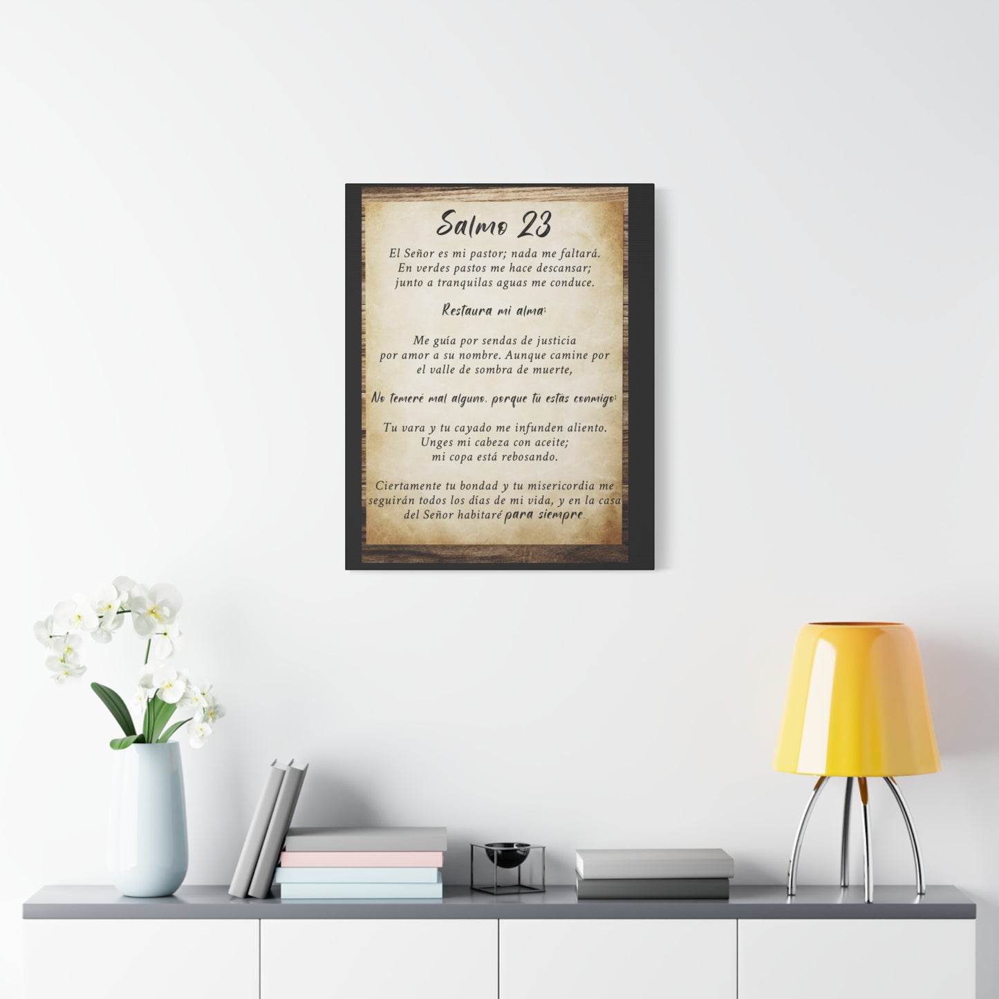 Scripture Walls Salmo 23 Wood Bible Verse Canvas Christian Wall Art Ready to Hang Unframed
