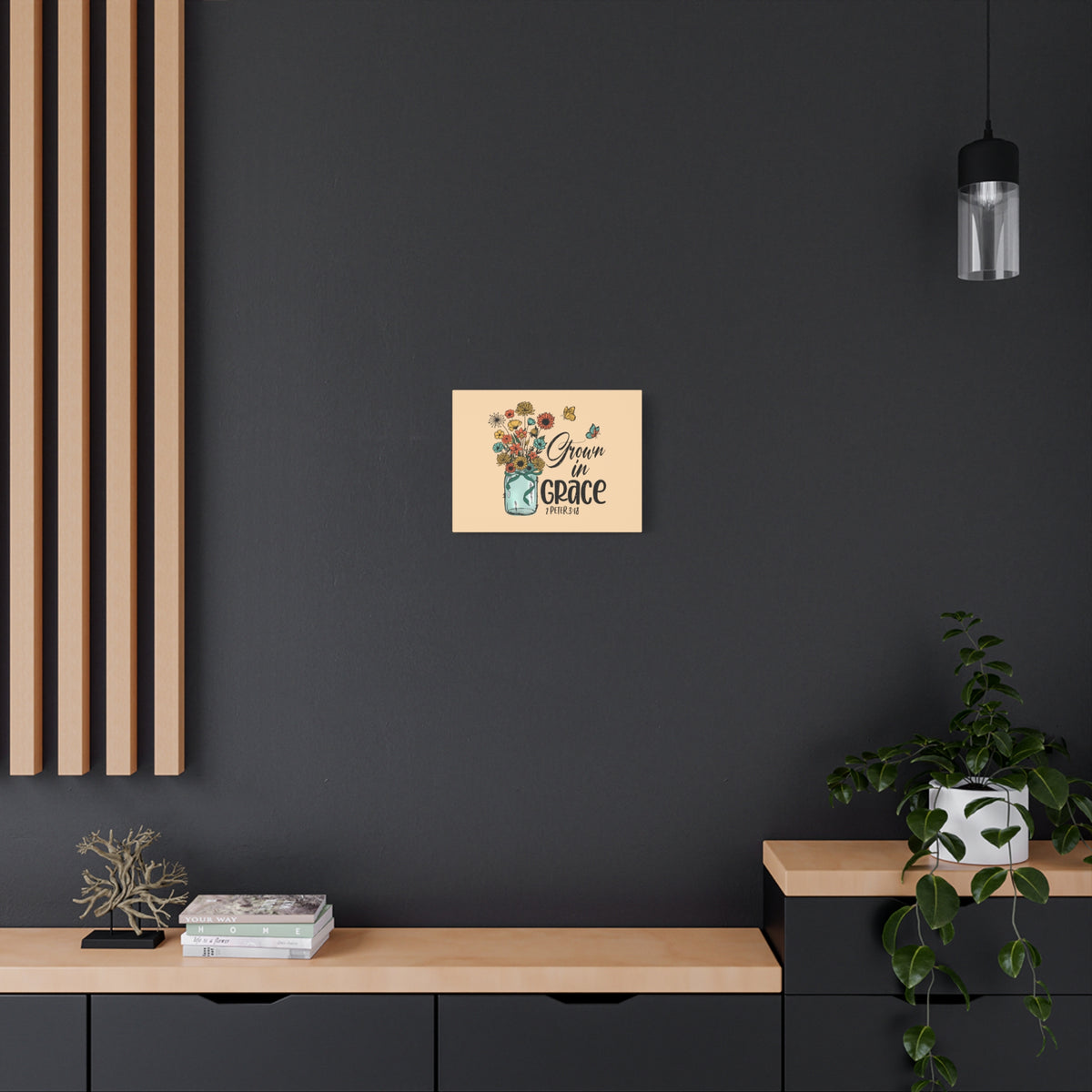 Scripture Canvas Grown In Grace 2 Peter 3:18 Christian Wall Art Bible Verse Print Ready to Hang