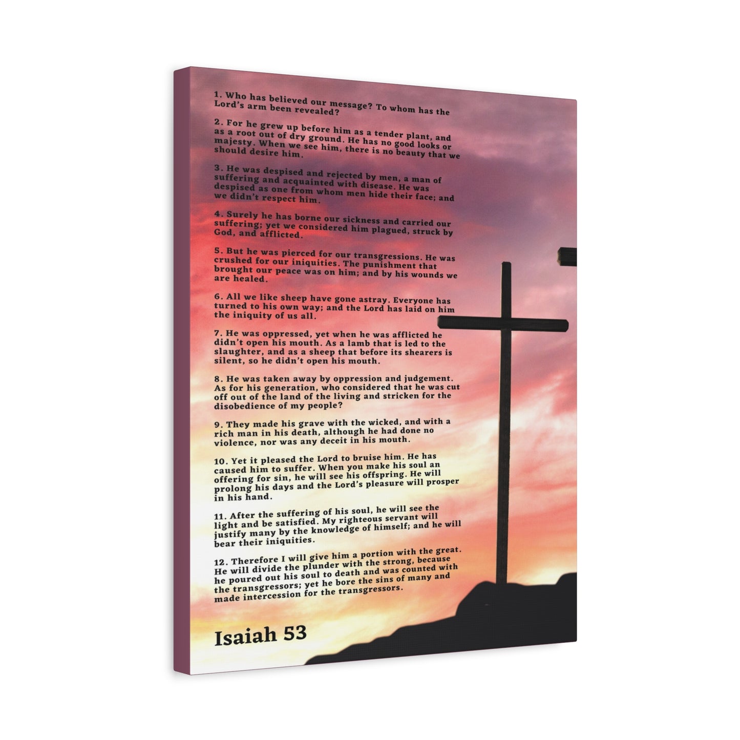Scripture Canvas Prophecy Of Jesus Colored Isaiah 53 Christian Wall Art Bible Verse Print Ready to Hang