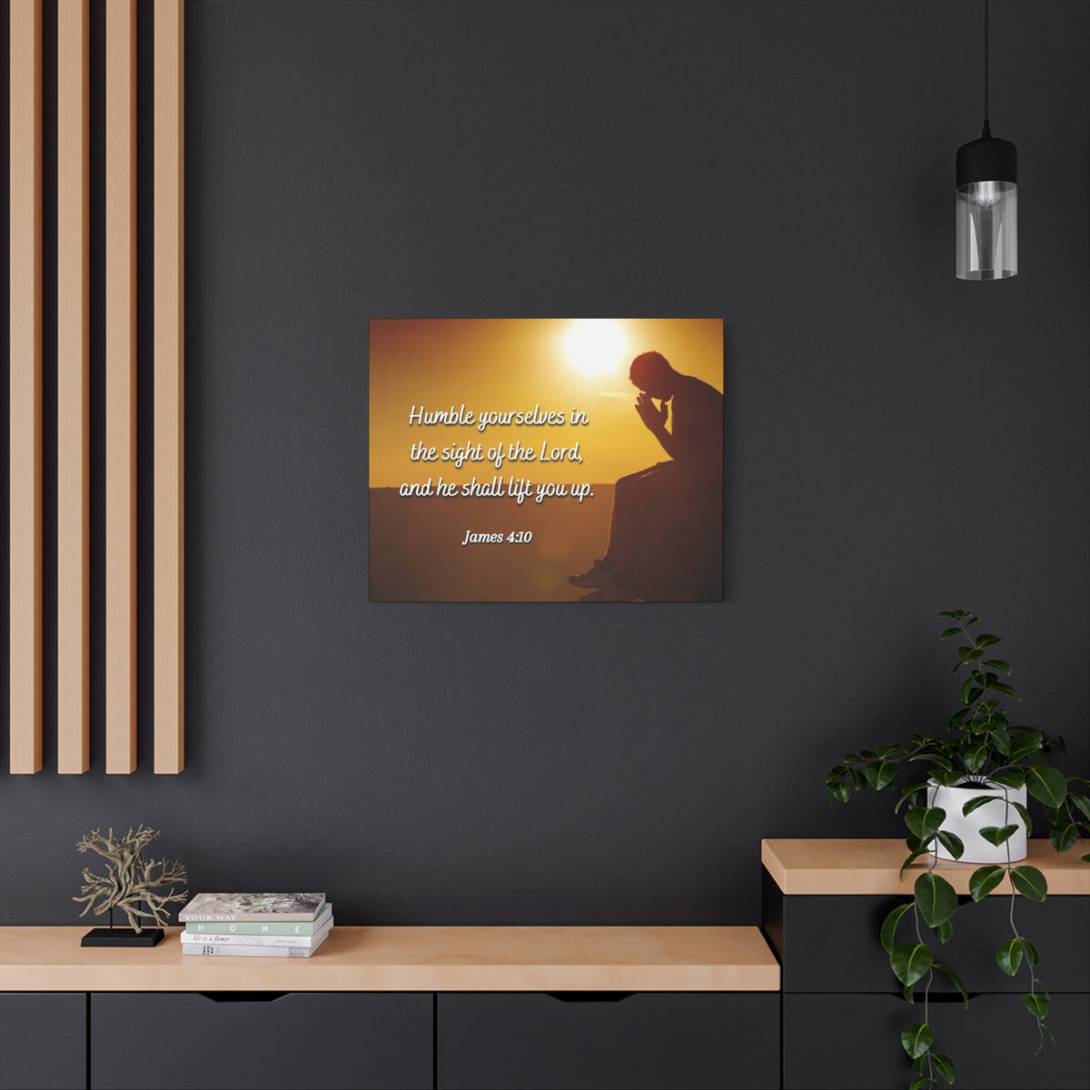 Scripture Canvas Humble Yourselves James 4:10 Christian Wall Art Bible Verse Print Ready to Hang